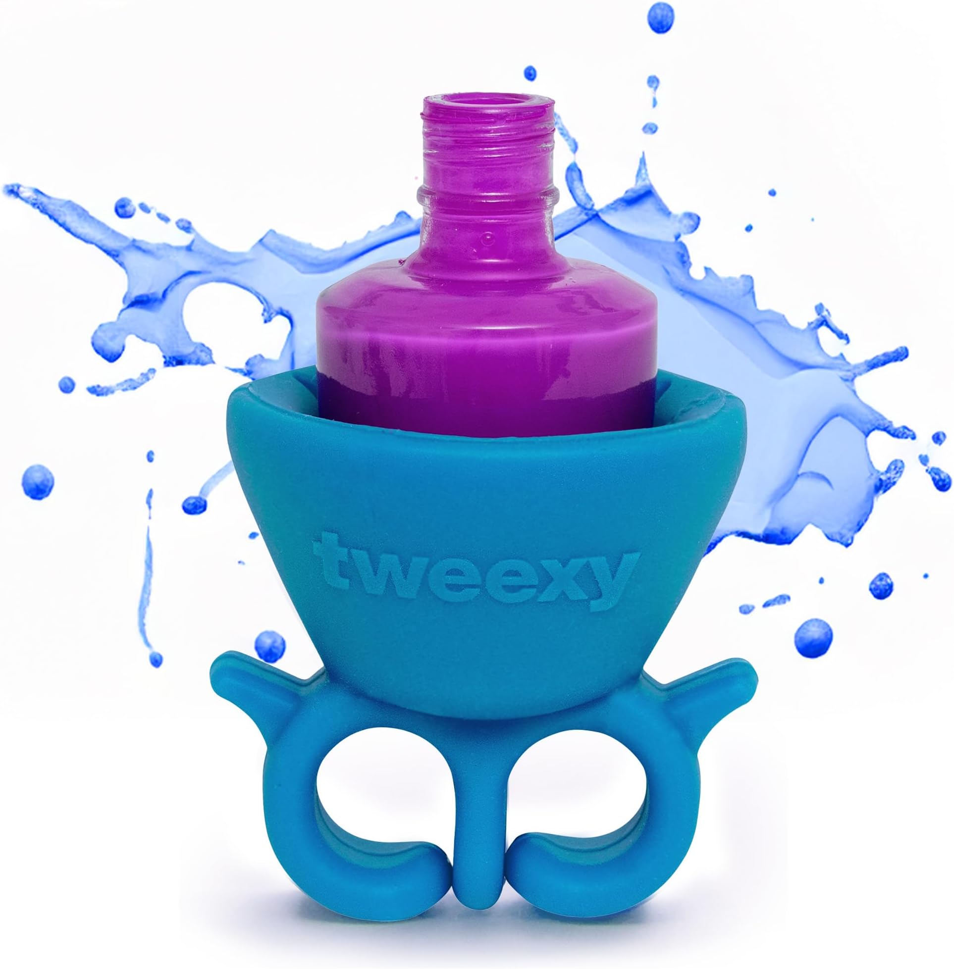 tweexyWearable Nail Polish Holder Ring - Ideal Gift for Teenage Girls - Nail Polish Holder Stand for Manicure & Pedicure, Fingernail Painting - Nail Polish Accessories (Beach Glass Blue)