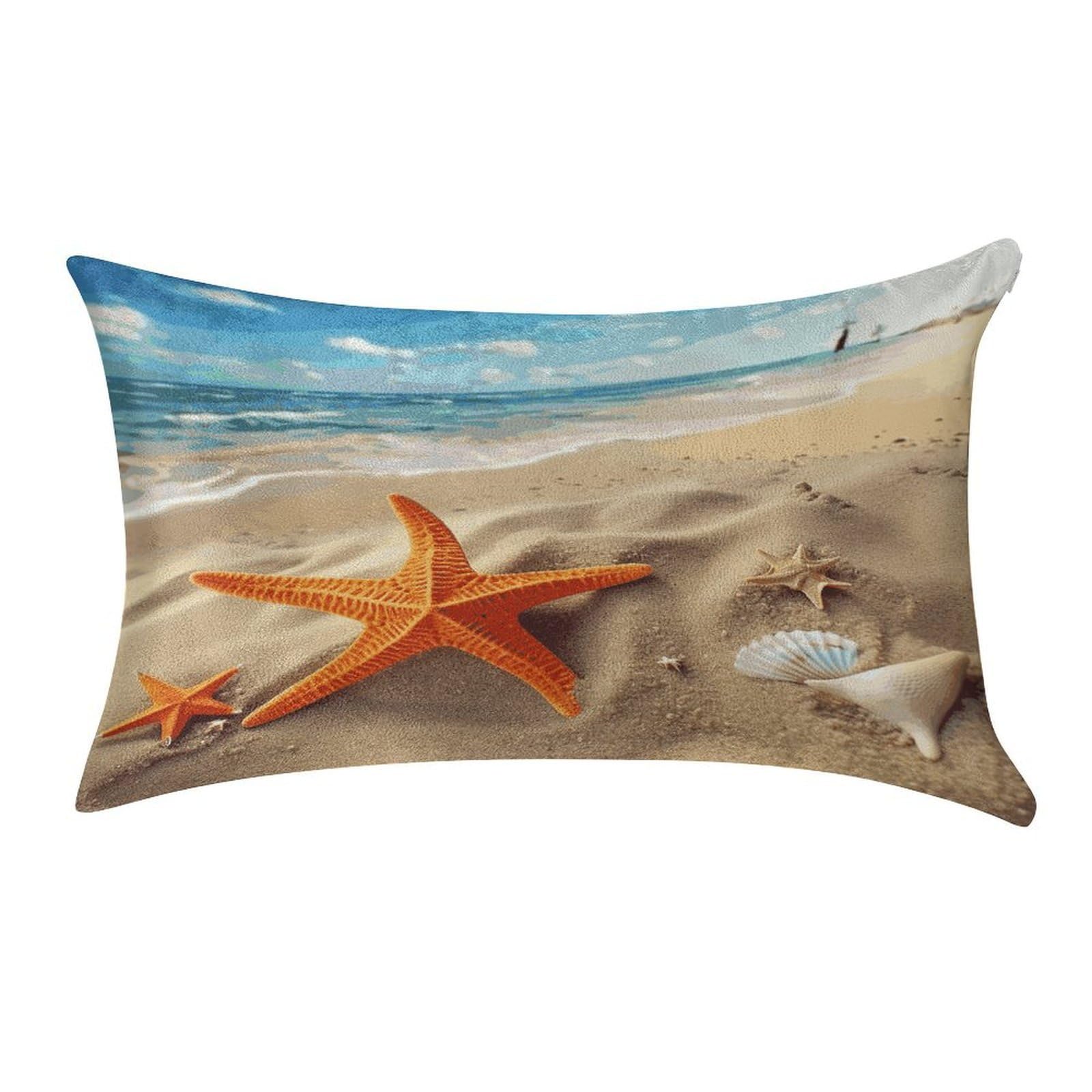 MUSM Sea Beach Starfish Pillow Case 12"X20" Luxury Velvet Throw Pillow Cover Fade Resistant Cozy Soft Pillowcases Pillow Protector Pillow Shams Lumbar Pillow Shells for Home&Gifts