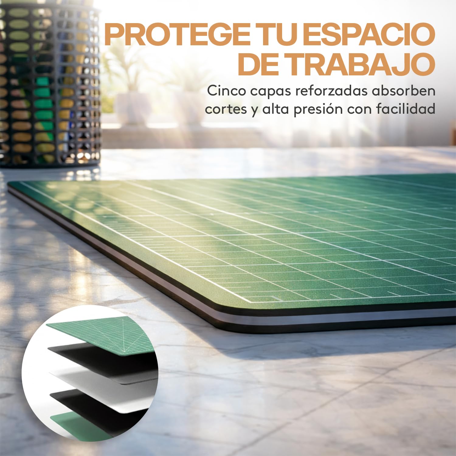 ACROPAQ A3 Manta de Corte - Autorreparable, A3 (45 x 30 cm), 5 capas de protección para muebles, Con cuadrícula y guías de ángulo en ambas caras, Verde - Manta de manualidades