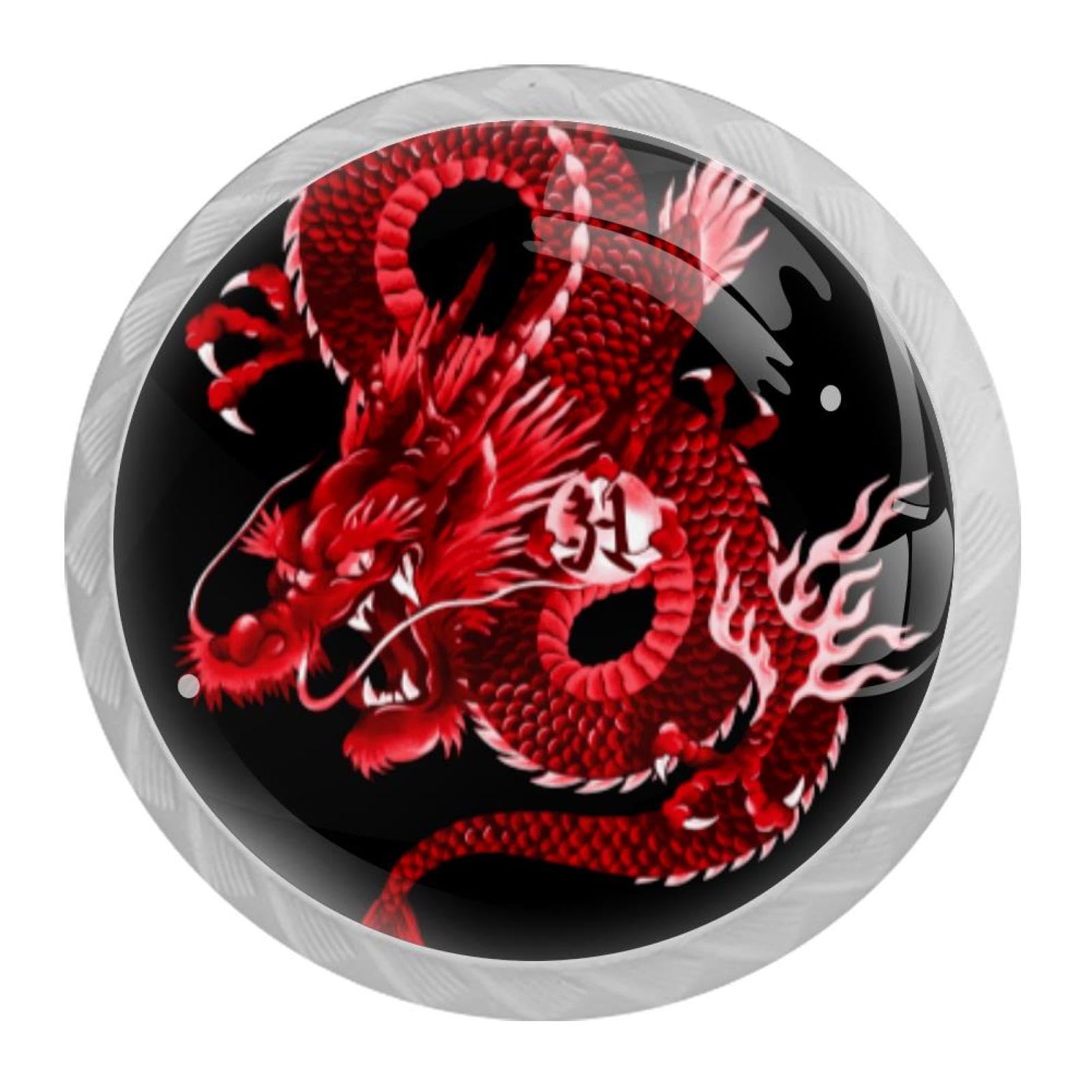 Tqmspg 4 Pieces Drawer Pulls Dragon Door Knobs Dresser Handles for Kitchen Wardrobe Cupboard Hardware Furniture