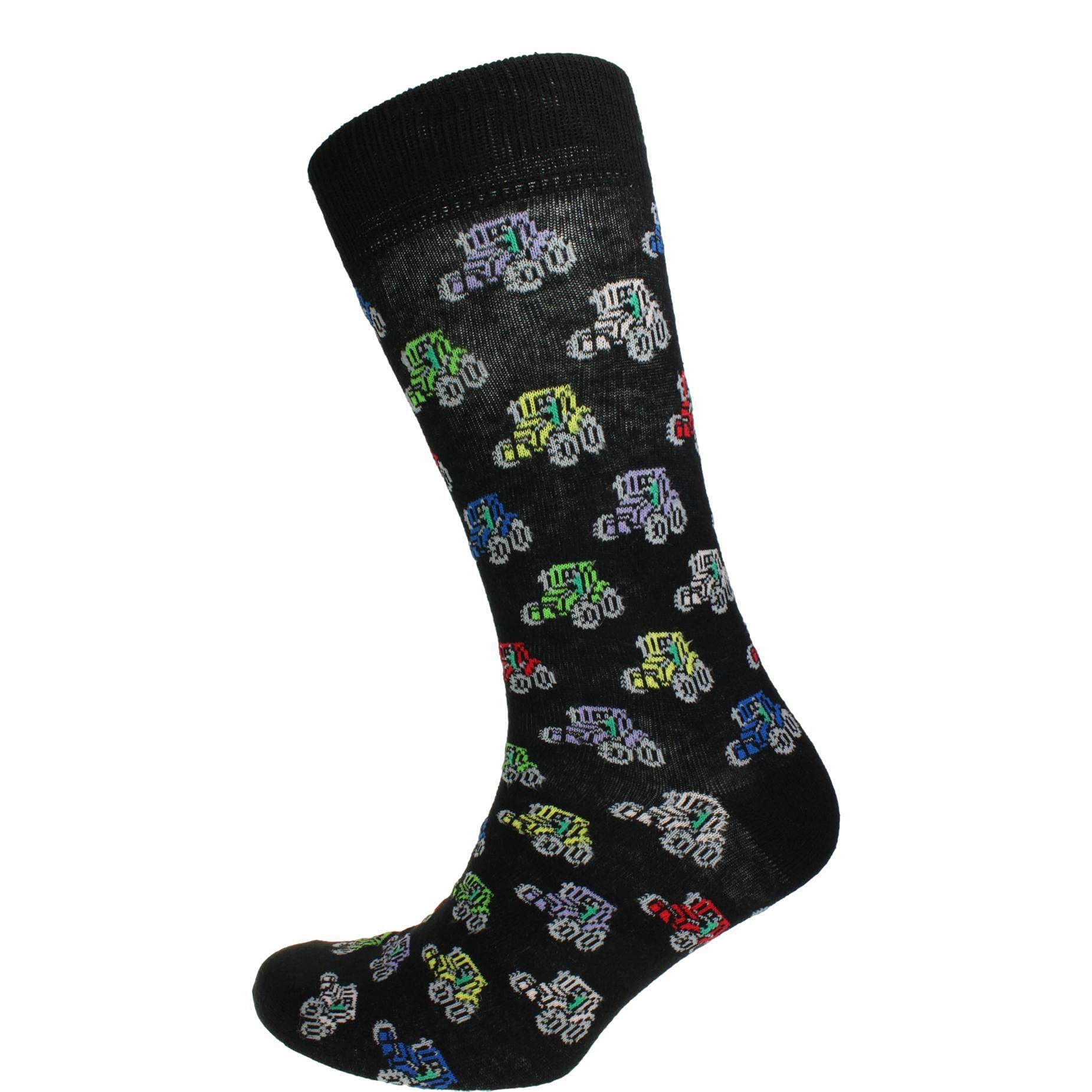 Tie Studio Farm Tractors Unisex Novelty Black Ankle Socks Adult Size 6-11