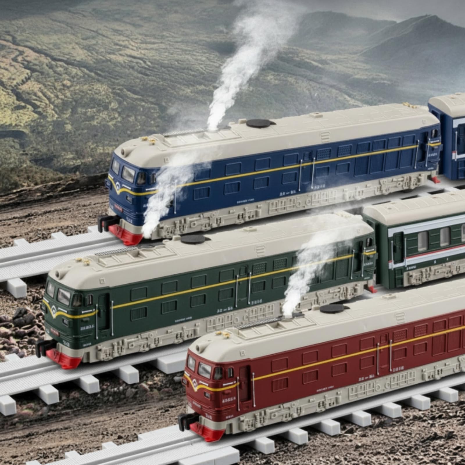 Tren Triple Secciones Acoplamiento Magnético Locomotora Aleación Resistente Modelo Tren Eléctrico, Rojo