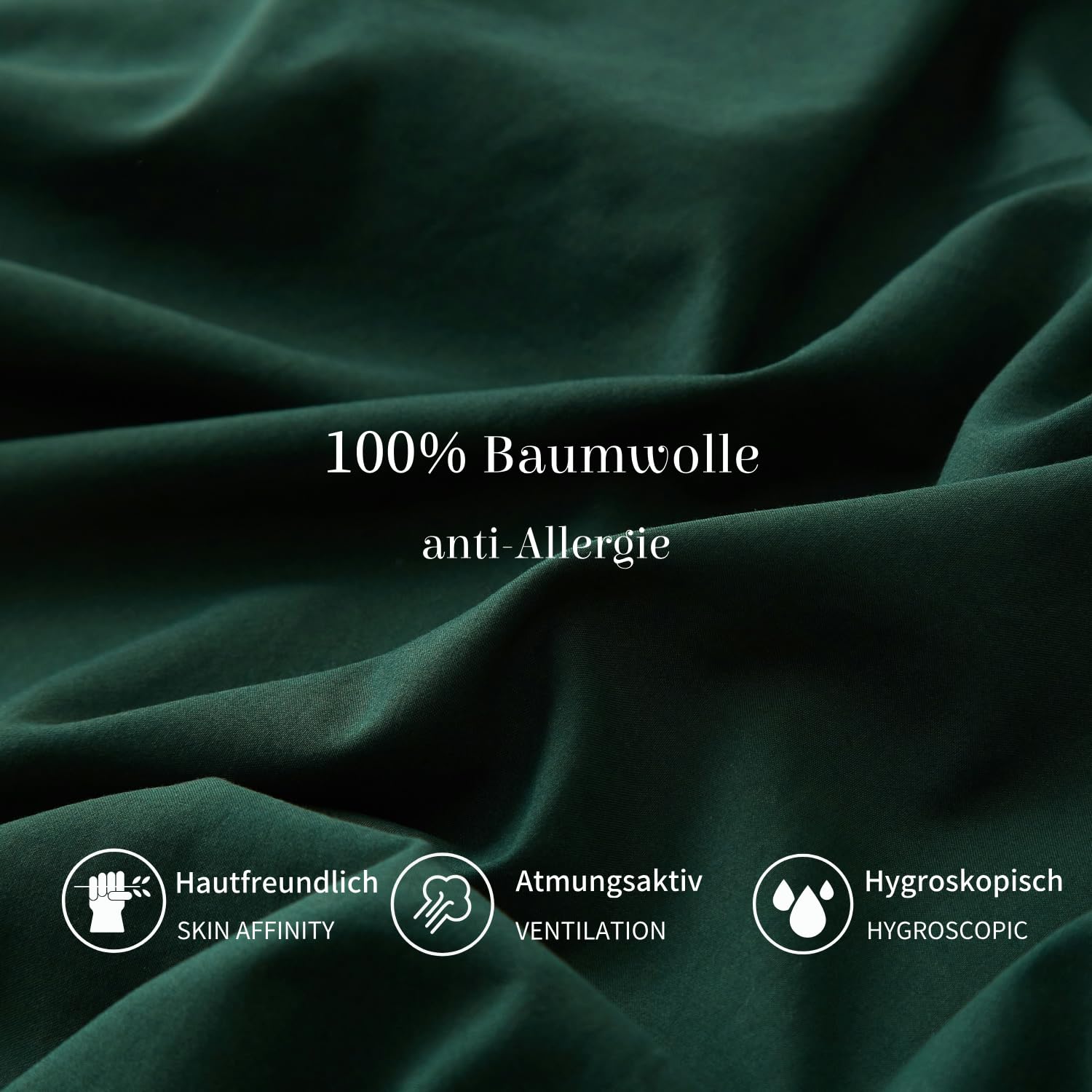 Boqingzhu Baumwolle Bettwäsche 200x220cm Grün Dunkelgrün Salbeigrün Einfarbig Uni Aesthetic Wendebettwäsche Set Bettbezug 200x220cm und 2 Kissenbezüge 80x80cm mit Reißverschluss