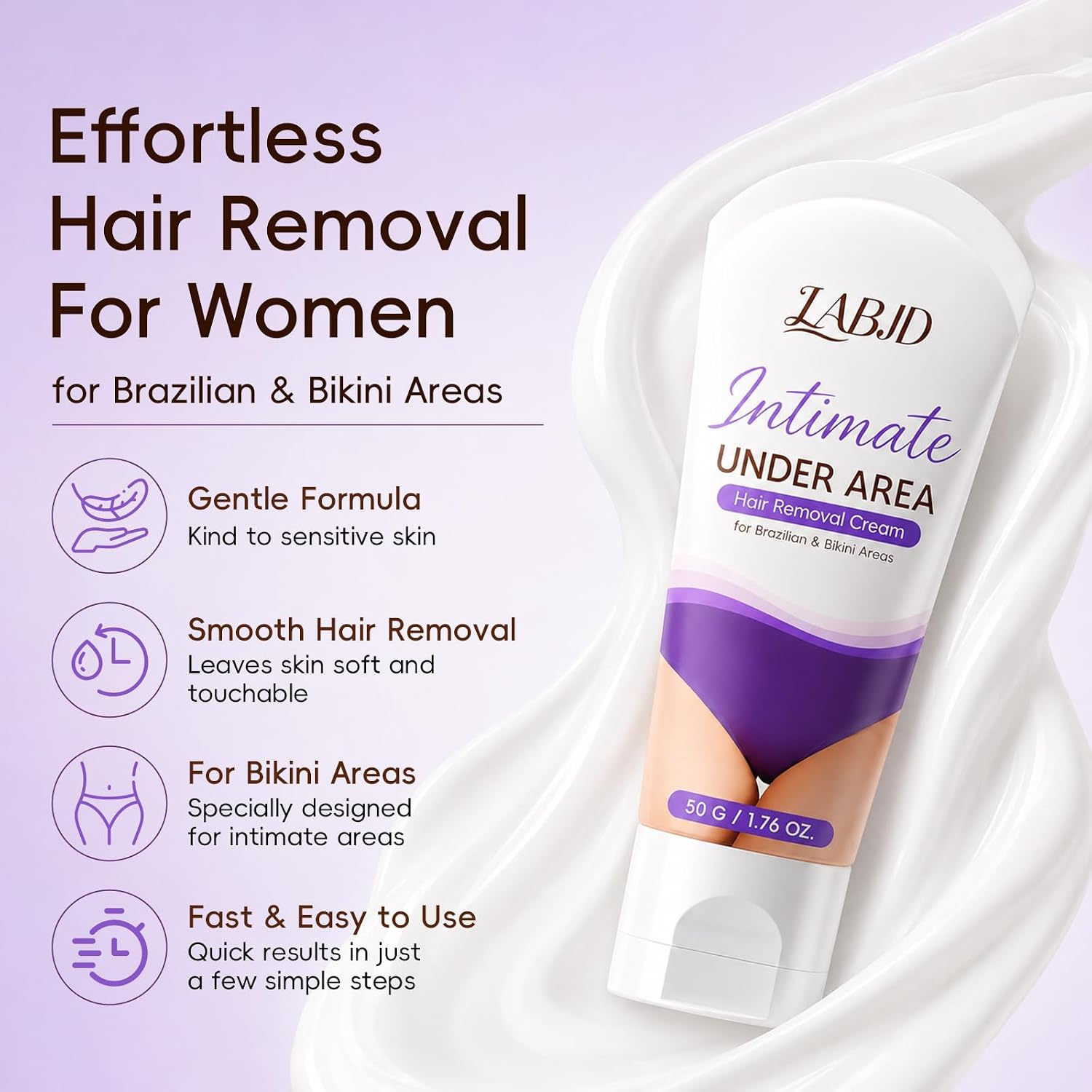 2 Pack Hair Removal Cream for Women, Intimate Hair Removal Cream for Women Sensitive Skin Painless Depilatory for Unwanted Female Hair In Private Area, Suitable for All Skin Types, 3.52 fl oz