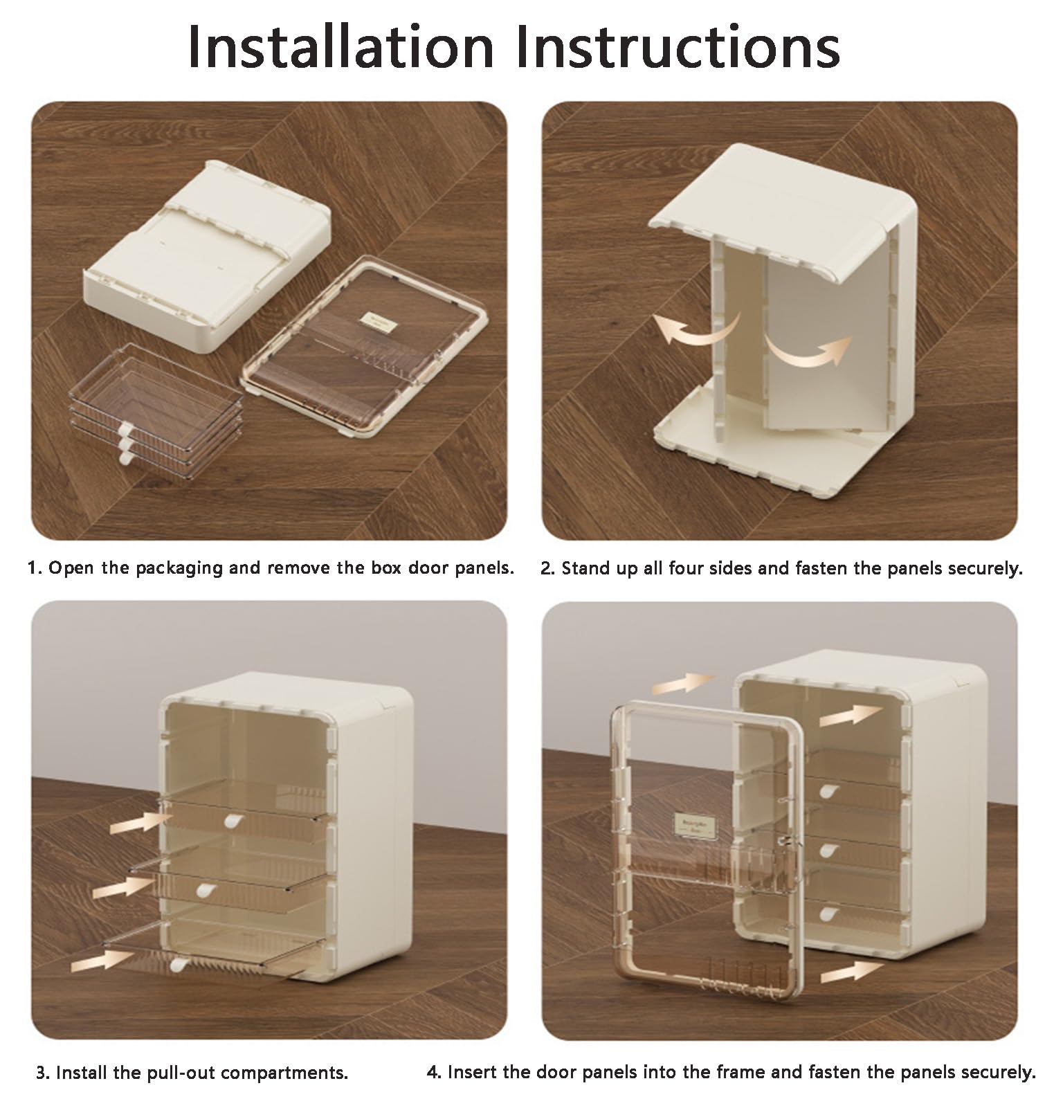 Make-up-Organizer, Hautpflege-Organizer für den Schminktisch, große Kosmetikvitrine mit Kunststoffschublade, Aufbewahrungsorganizer, Make-up-Pinselhalter für Kommode und Badezimmerablage (Beige)