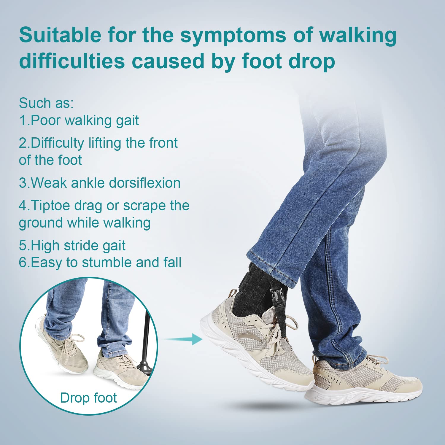 Foot Drop Brace, Drop Foot Up AFO Splint for Walking with Lifting Shoes, Orthosis Support Raise Front of Foot with Ankle Dorsiflexion Weakness, Prevent Falls, for Left and Right,Fits Women and Men : Health & Household