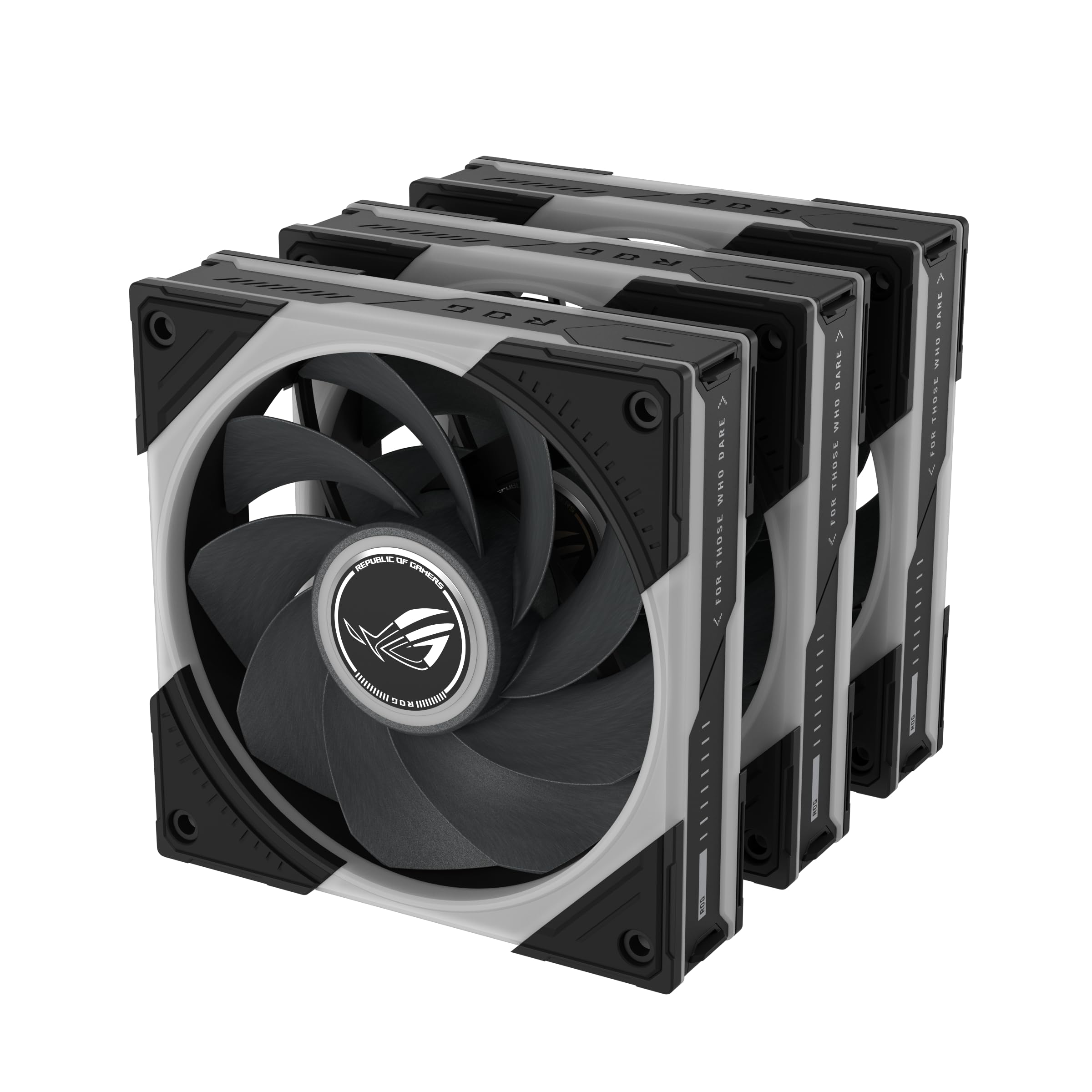 ASUS ROG Eurux GR120 ARGB Reverse PWM Lot de 3 ventilateurs PWM 120 mm PWM, 2200 tr/min, chaîne en marguerite brevetée, éclairage personnalisé, moyeu de ventilateur