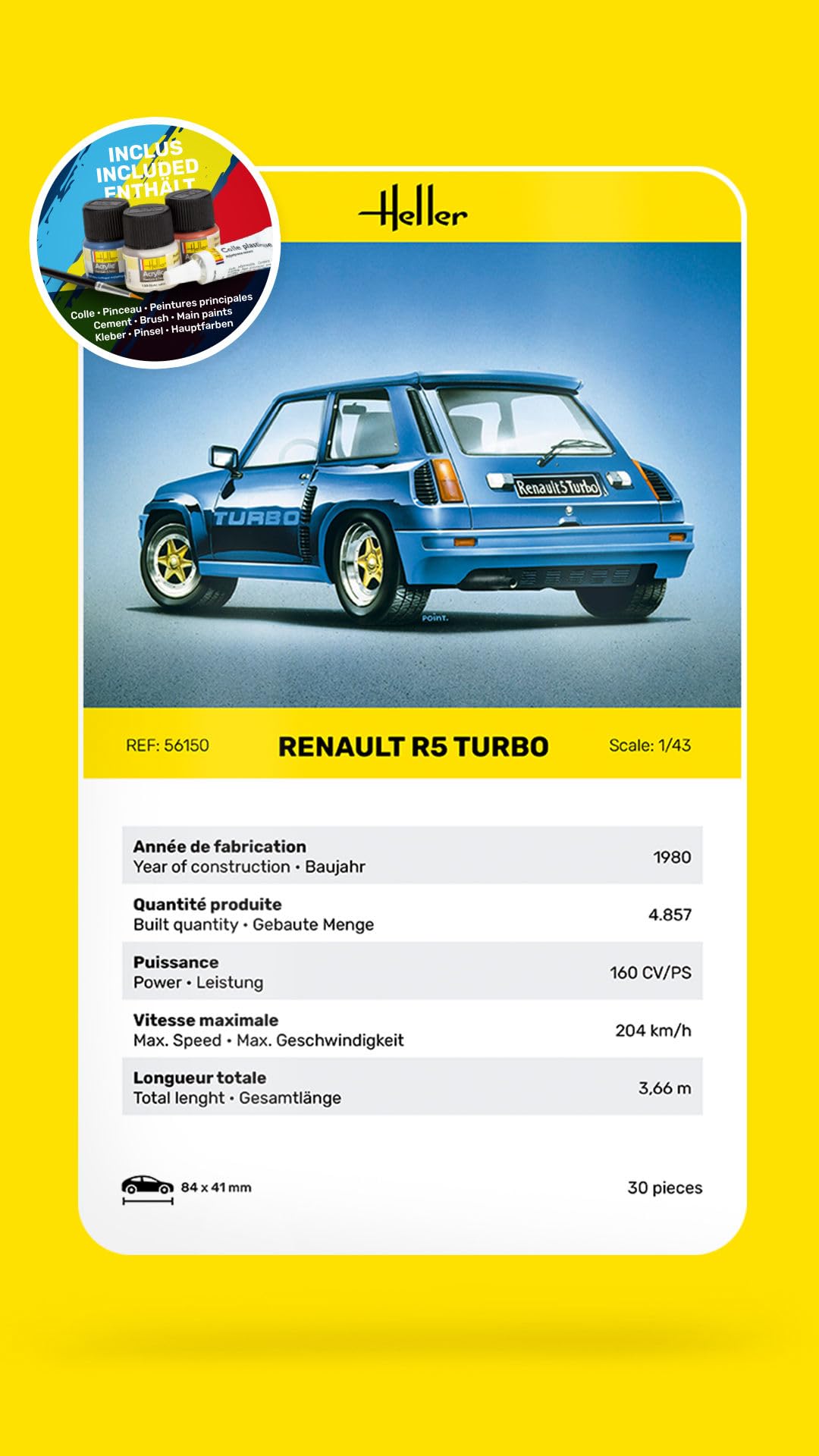 Heller - Set modello auto Renault R5 Turbo 1/43 56150