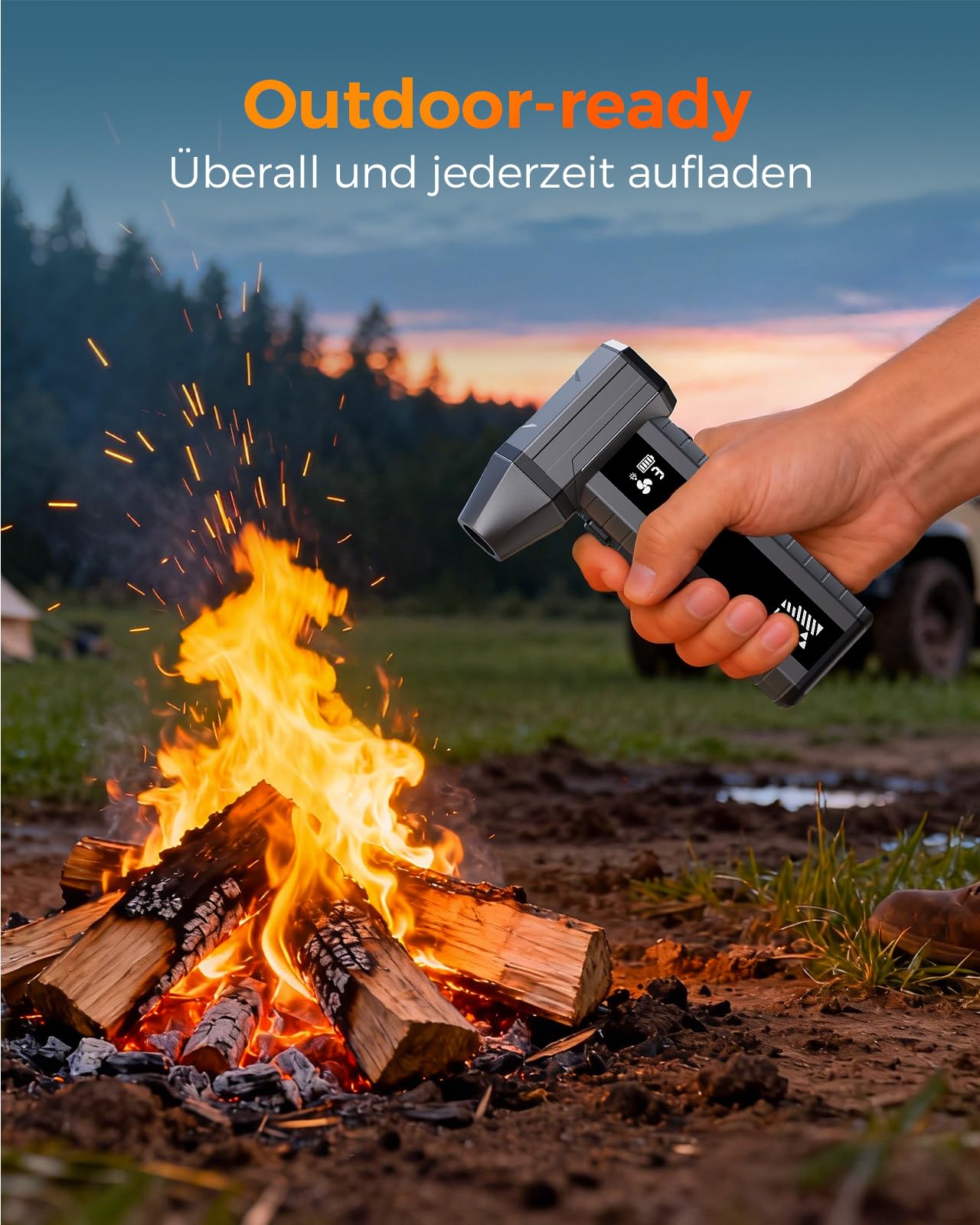 Druckluftspray Alternative, Elektrischer Air Duster mit 200.000 U/min Turbo Gebläse, 10500 mAh Akku Gebläse für PC Reinigung & Tastatur Reinigungsset, LED-Licht, Smart-Display, USB-C