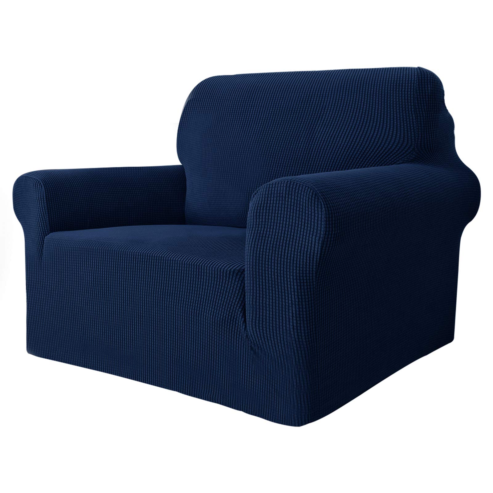 MAXIJIN Super Stretch Chair Covers for Living Room 1-Piece Universal Chair Slipcover with Arms Jacquard Spandex Chair Protector Dogs Pet Friendly Sofa Couch Armchair Cover (1 Seater