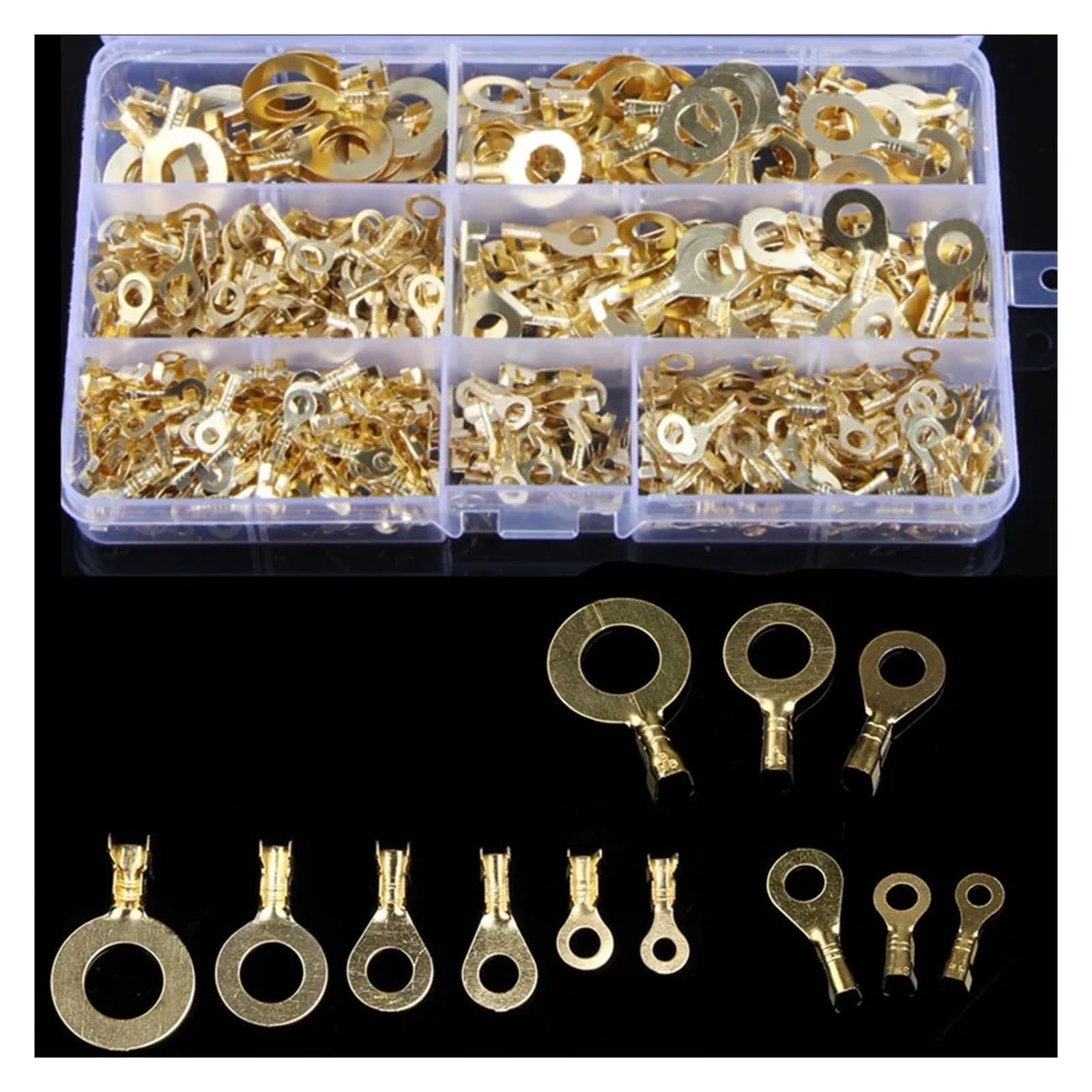 BYLSAGWHT 540PCS M3/M4/M5/M6/M8/M10 Ring Lugs Eyes Copper Crimp Terminals Cable Lug Wire Connector Non-insulated Assortment Kit