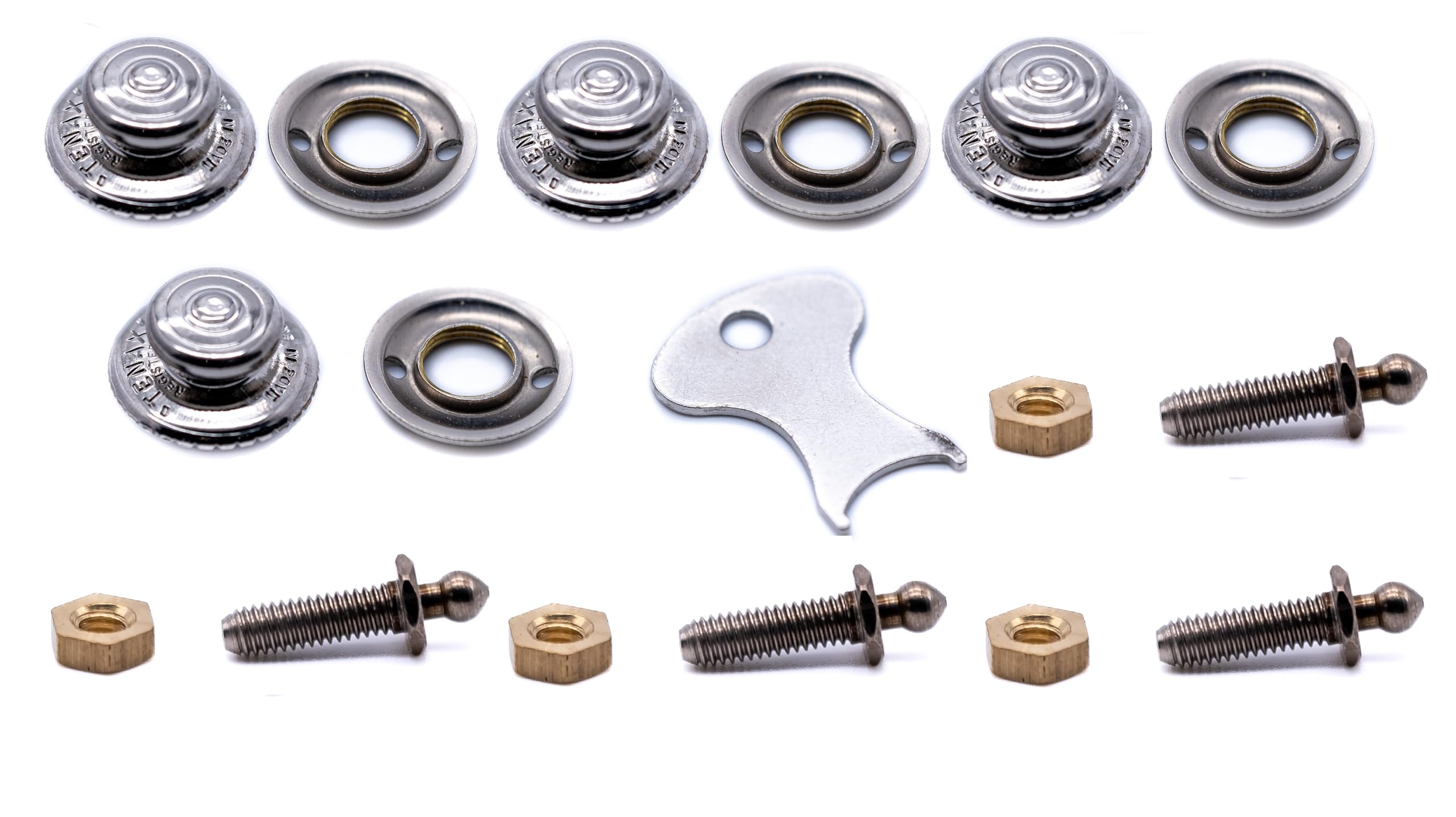 4 x Tenax fastener 2ba 15mm long threaded stud set (Made in England) button nut and stud