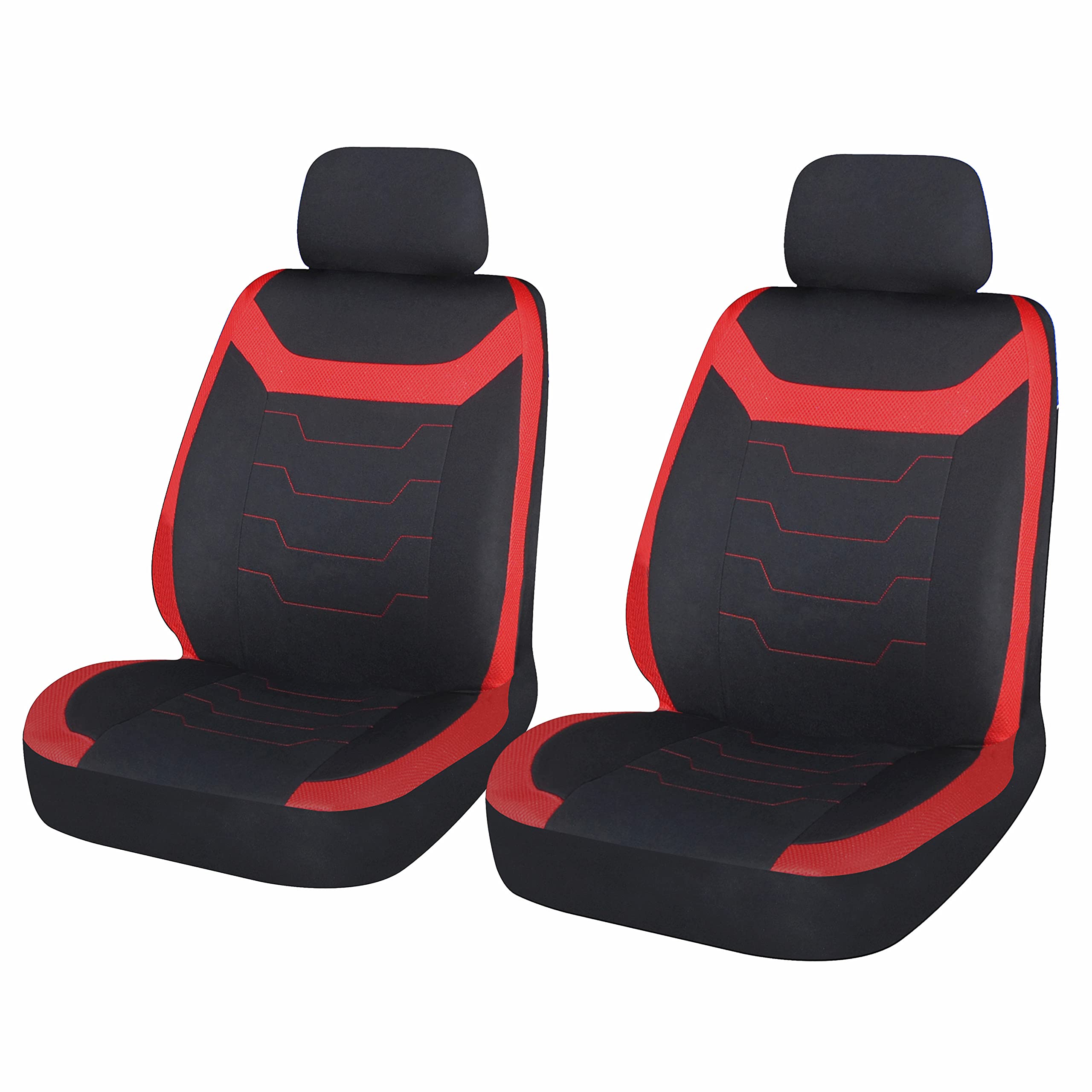 Sakura SS5399 Car and Van Front Seat Covers - 'Finsbury - 1 Pair in Black with Red Inserts - Universal Easy Fit