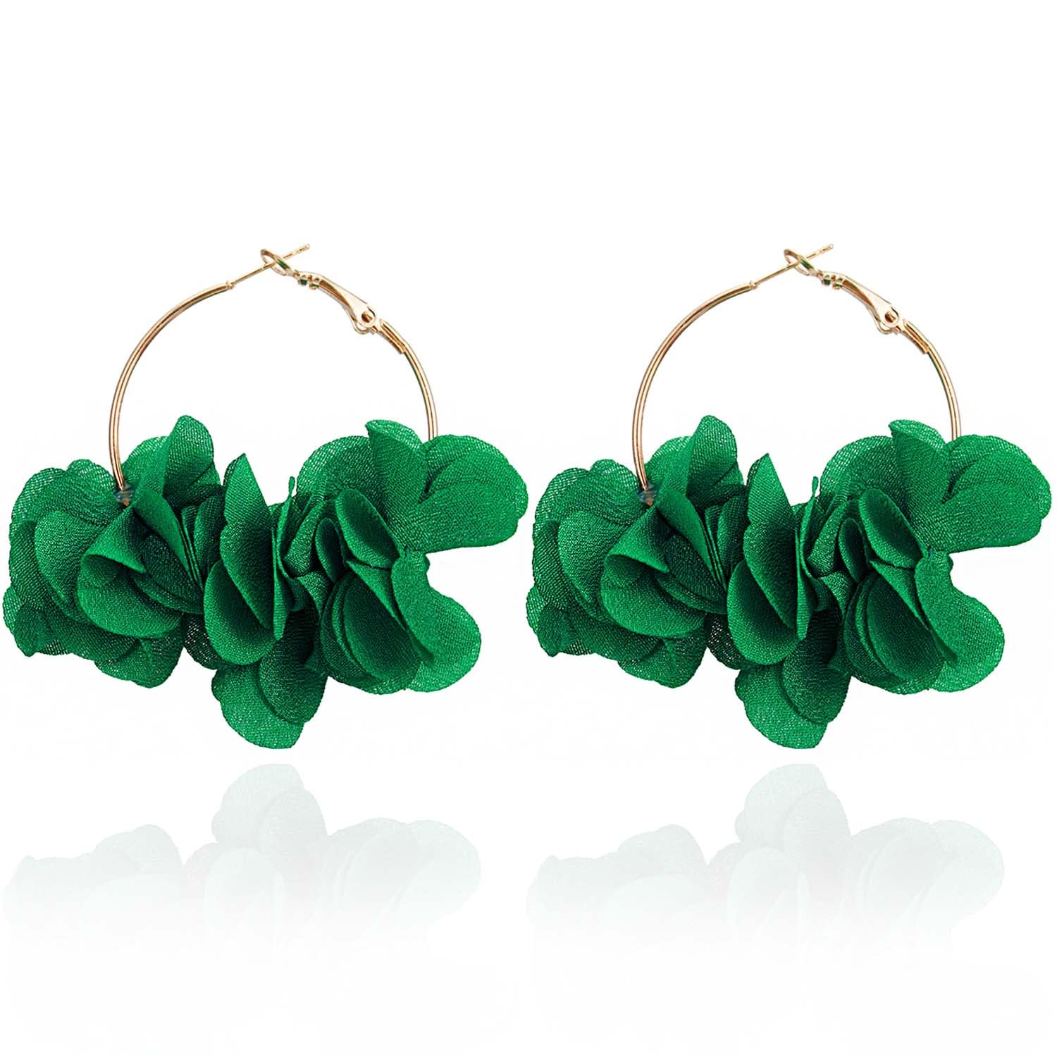 Aksod Colorful Flower Earrings White Floral Hoop Earrings Elegant Camellia Huggie Earrings Jewelry for Women and Girls