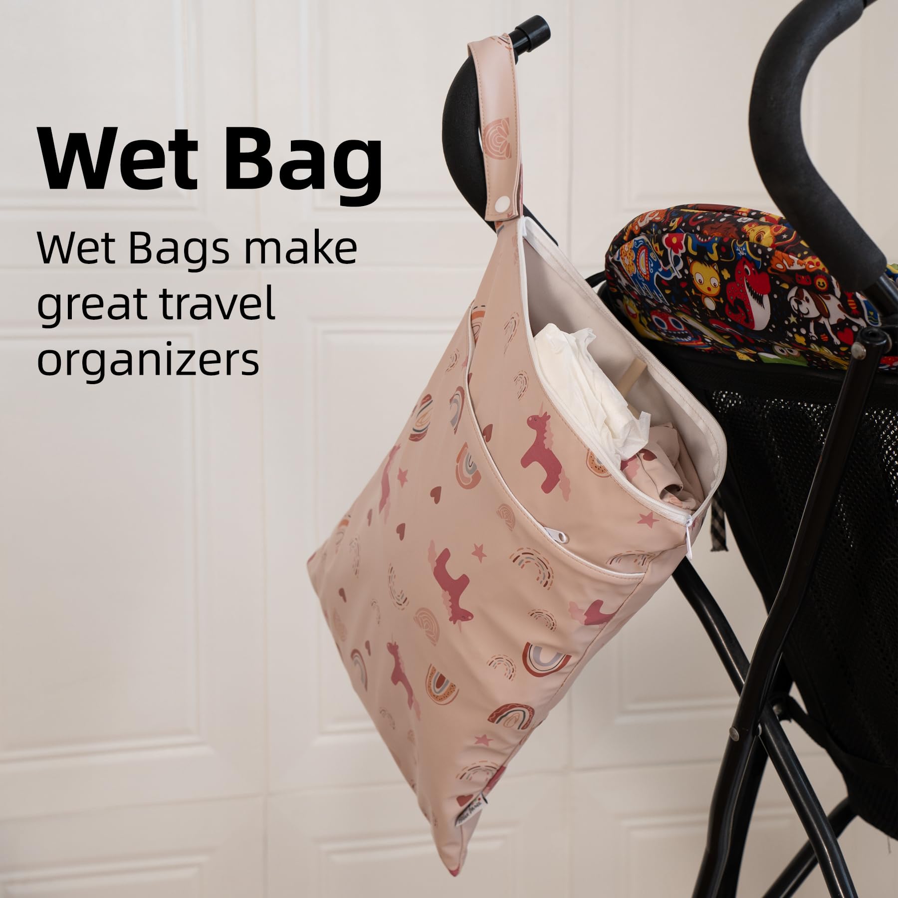 Bolsa Impermeable Reutilizable con Dos Bolsillos con Cremallera para pañales de bebé con asa, diseño de Dinosaurio
