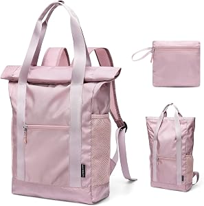 Foldable Convertible Tote Backpack Lightweight Nylon Foldaway Daypack for Women Men City Pack Versatile Backpack,Berry Pink