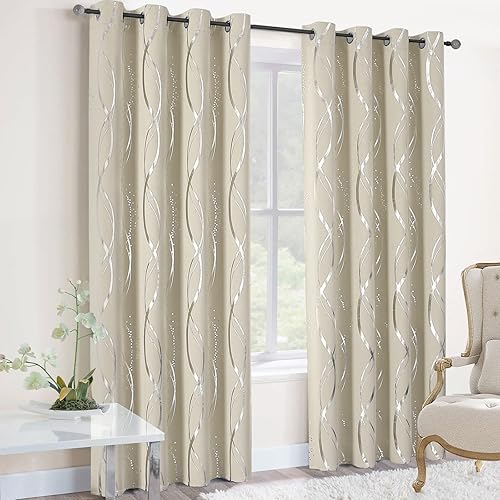 Miniatura 7 de BUHUA Juego de 2 paneles de cortinas opacas de 63 pulgadas de largo, cortinas de eficiencia energética y reducción de ruido para dormitorio con