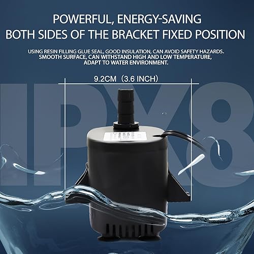 Miniatura 5 de 18w 270gph pequeña bomba de transferencia bomba de agua sumergible para peceras, estanques, acuarios, hidropónicos 110-120v60hz ideal para cubierta
