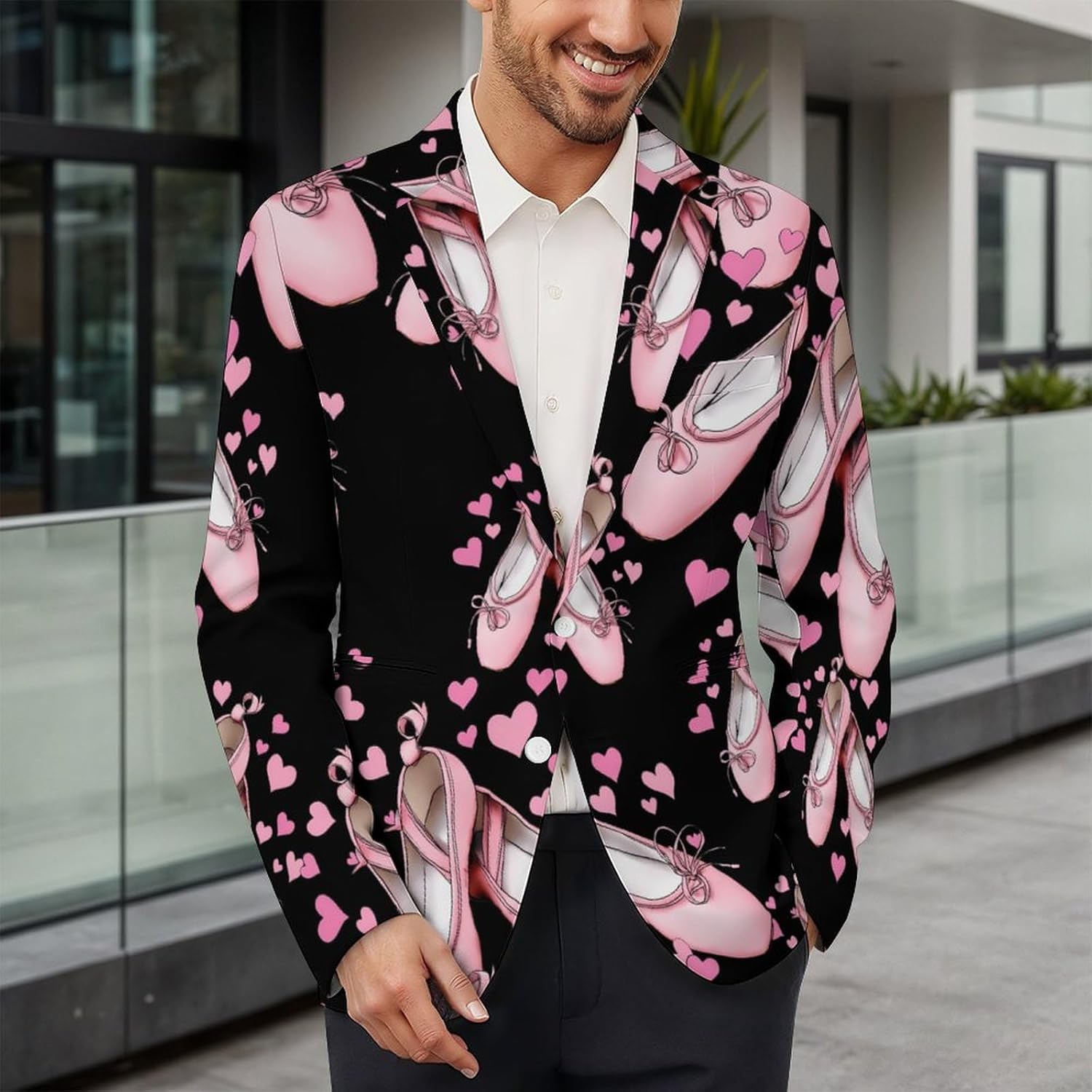 Ballet Shoes Suit Jacket for Men Print Coat Jackets Dress Suits Party Wedding