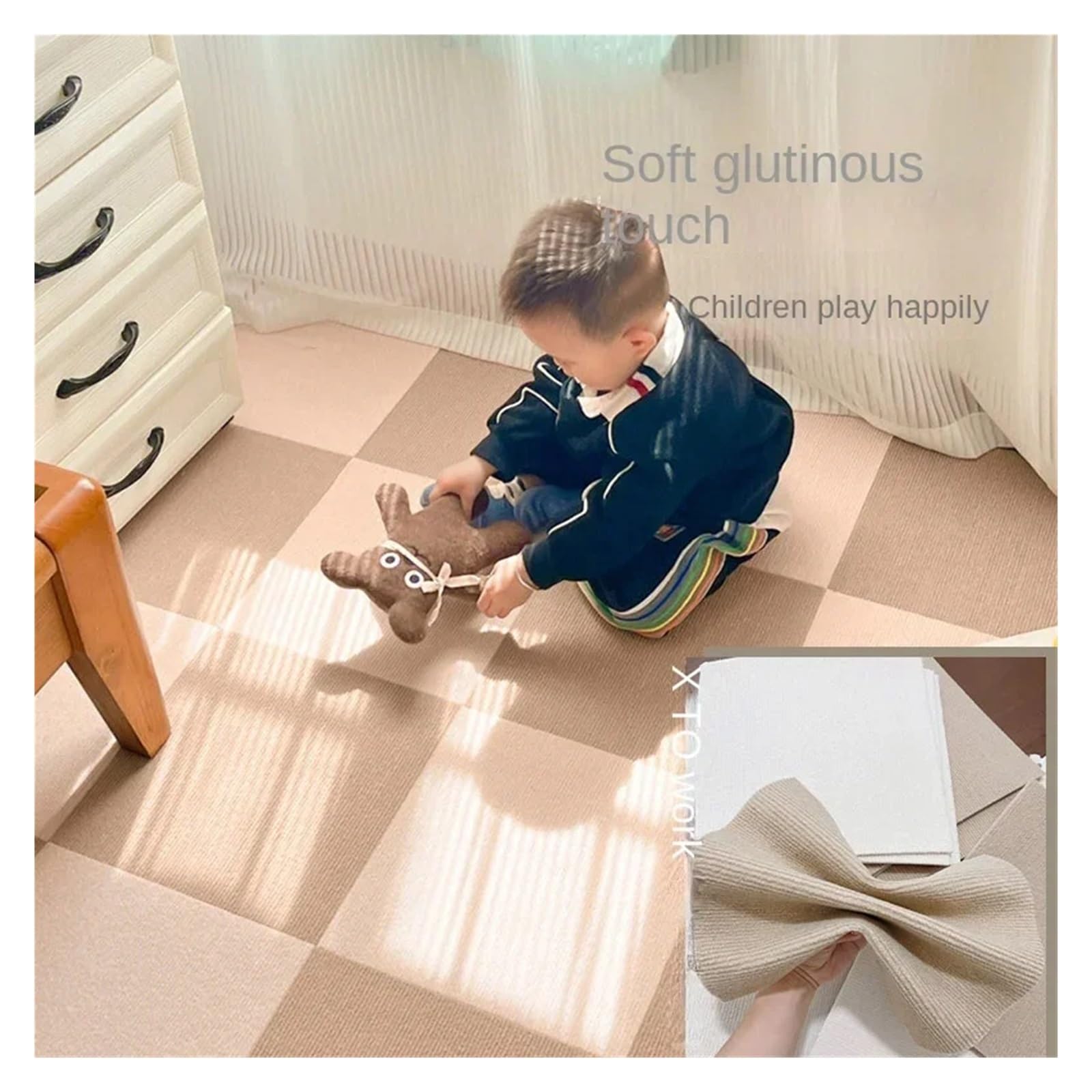 Dalles de Moquette Autocollantes, Dalles de Moquette Auto-adhésives Multicolores, 1/16 pièces, Carreaux Sol carrés, Bricolage(Greywhite-16pcs)