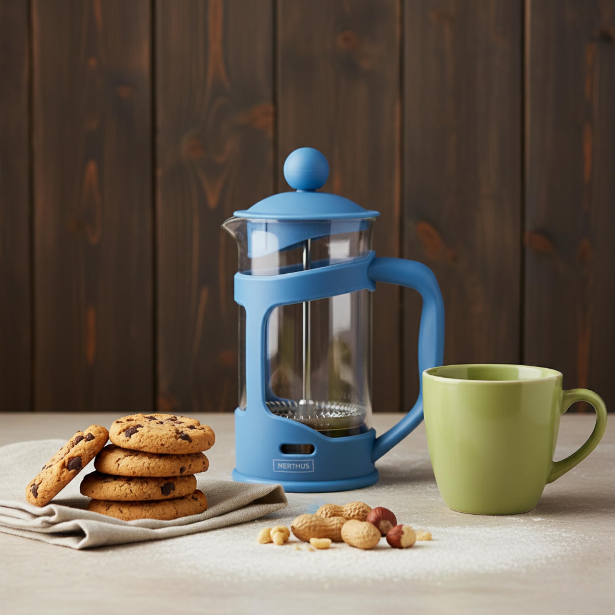 Nerthus FIH 791 french press 350 ml niebieski idealny do kawy i codziennego śniadania