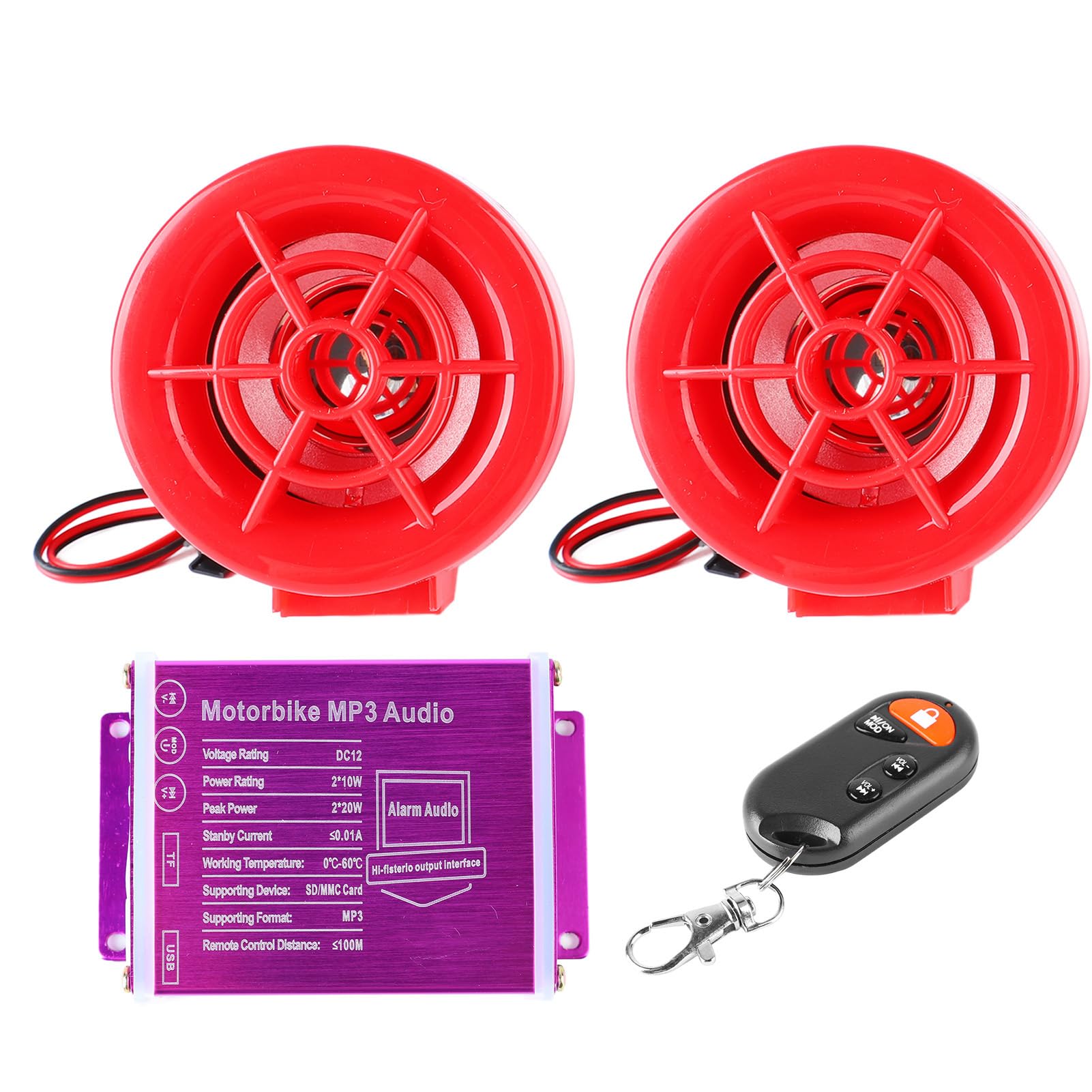 Altavoz De Alarma Para Motocicleta, Radio De Audio Antirrobo, Reproductor De MP3, Radio FM A Prueba De Agua, Sistema Amplificador De Altavoz USB, Calidad De Sonido Clara, Mano De Obra Exquisita