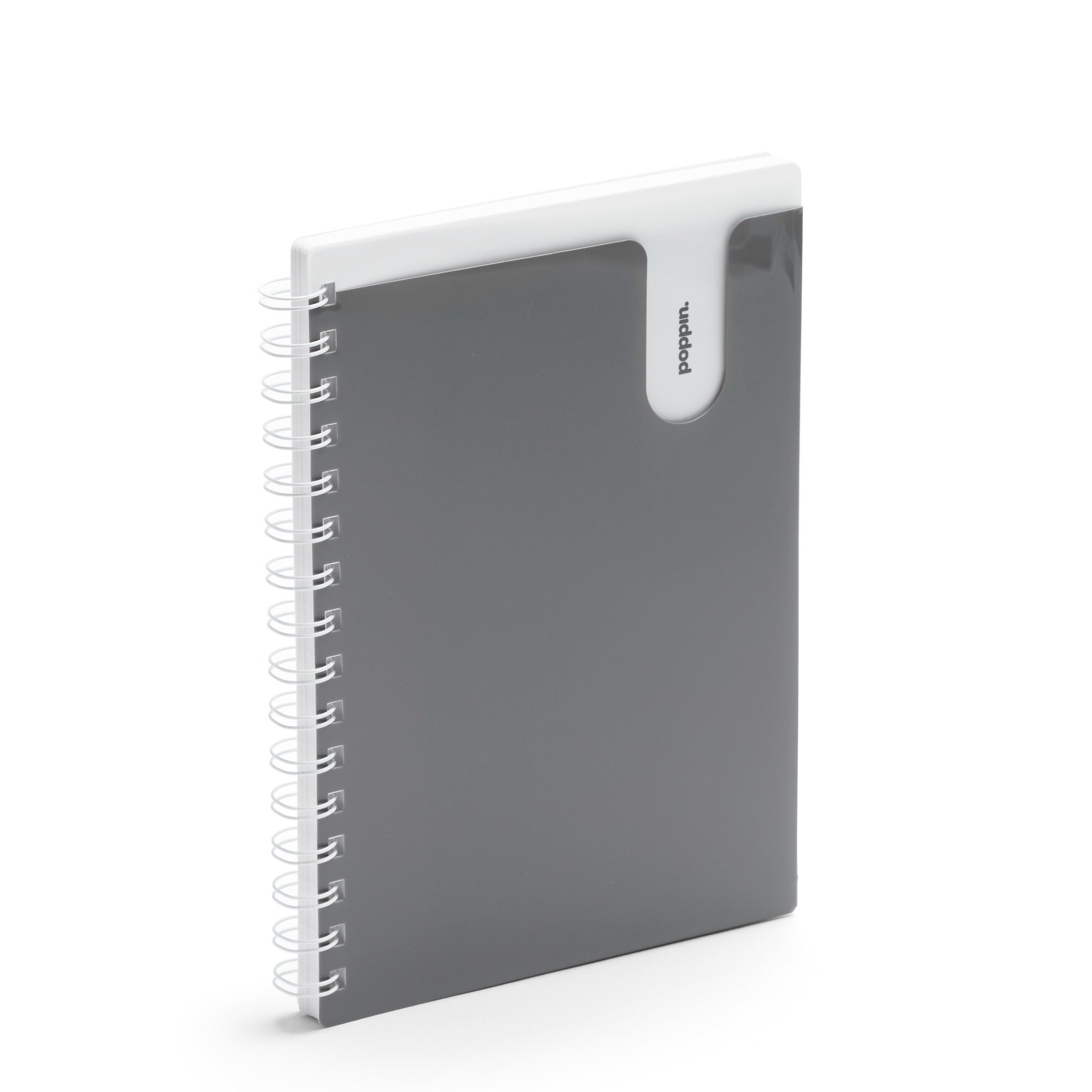 Poppin Medium Pocket Spiral Notebook, Gray