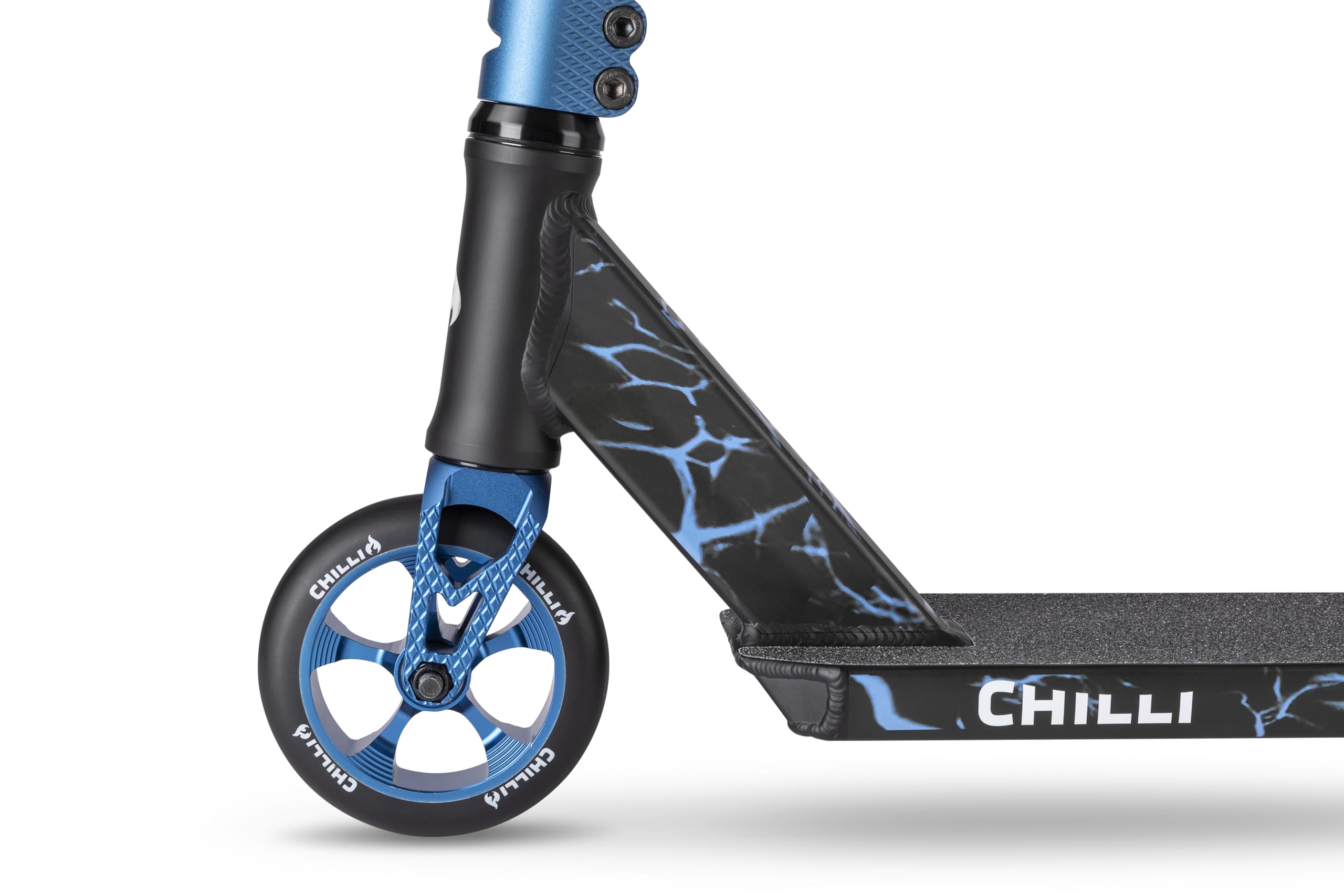 Chilli Pro Scooter Reaper Reloaded V2 | High-End Stunt Scooter | High-End Street Scooter für erfahrene Rider | Gesamthöhe vo 85 cm | 120 mm PU Räder mit ABEC 9 Bearings | Blue