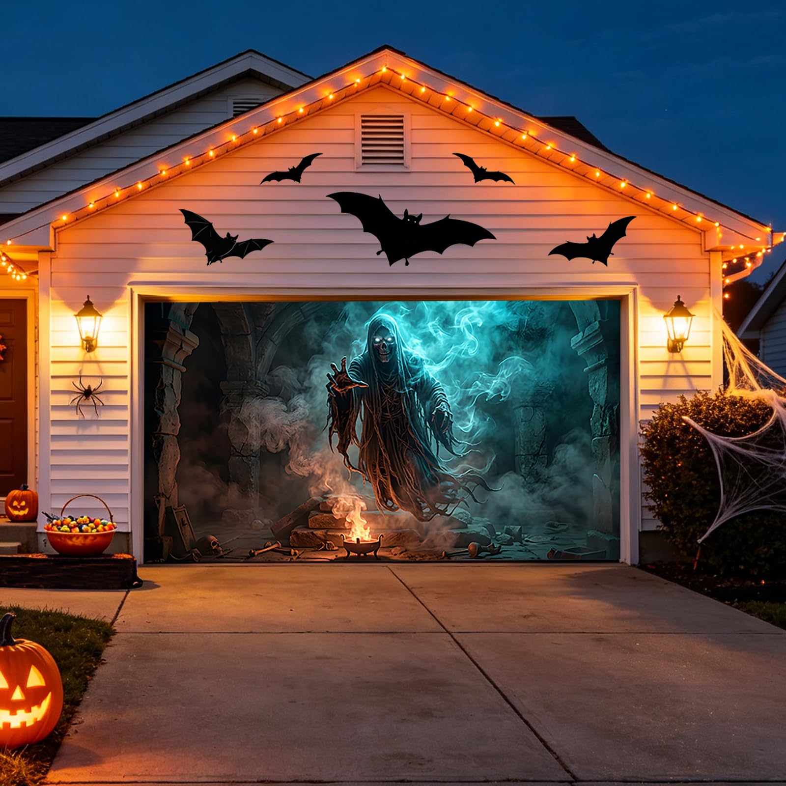 Brama garażowa Halloween baner horror, dekoracja ogrodowa na