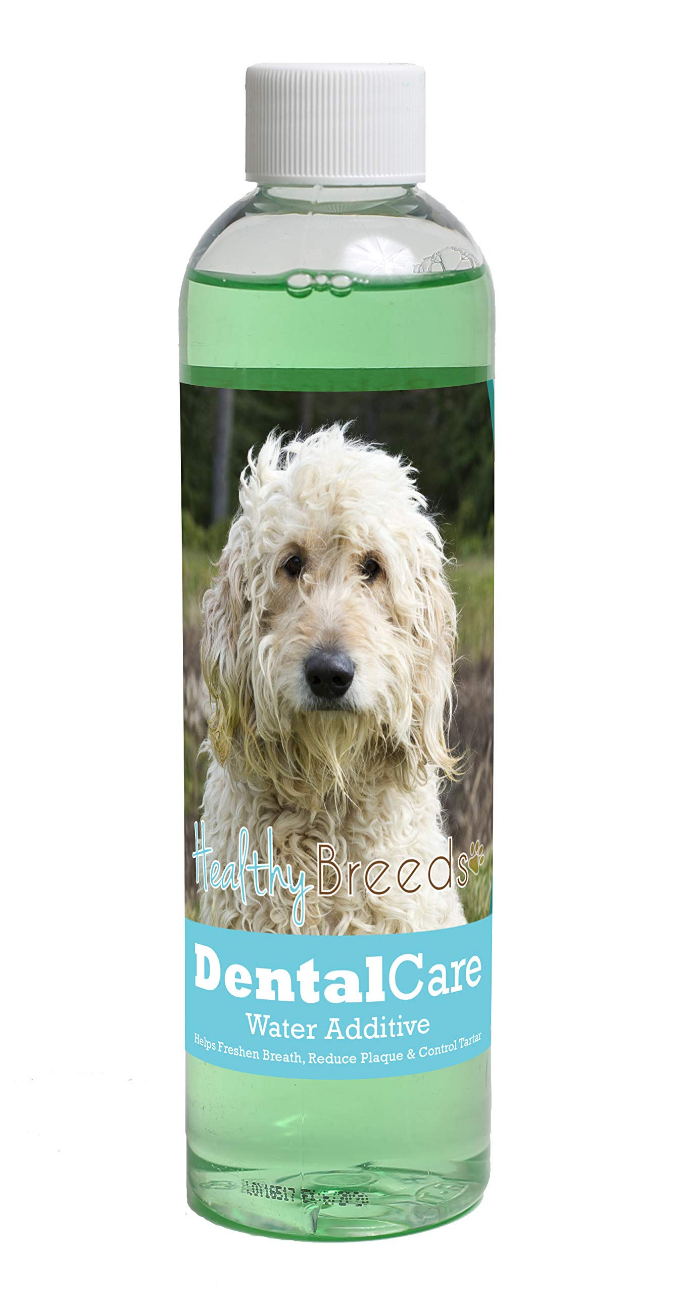 Healthy Breeds Dog Dental Care Water Additive for Goldendoodle - Helps Freshen Breath, Reduce Plaque &amp; Control Tartar - Mint Flavor - 8 oz