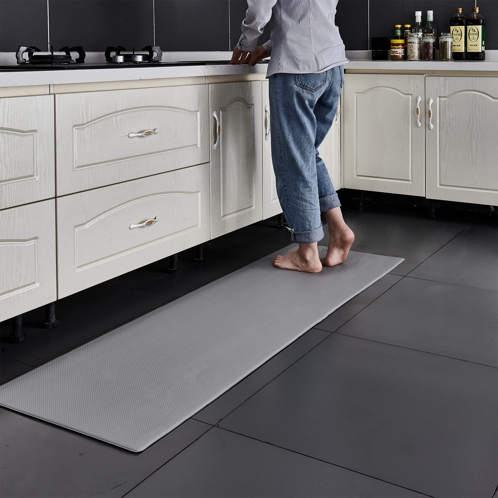 7VSTOHS Alfombra de Cocina, Resistente Anti Fatiga de PVC Alfombras de Cocina, Impermeable, Antideslizante, Lavable Resistente Aceite de Cuero Alfombra de Cocina para la Cocina, Comedor, Sala de Estar