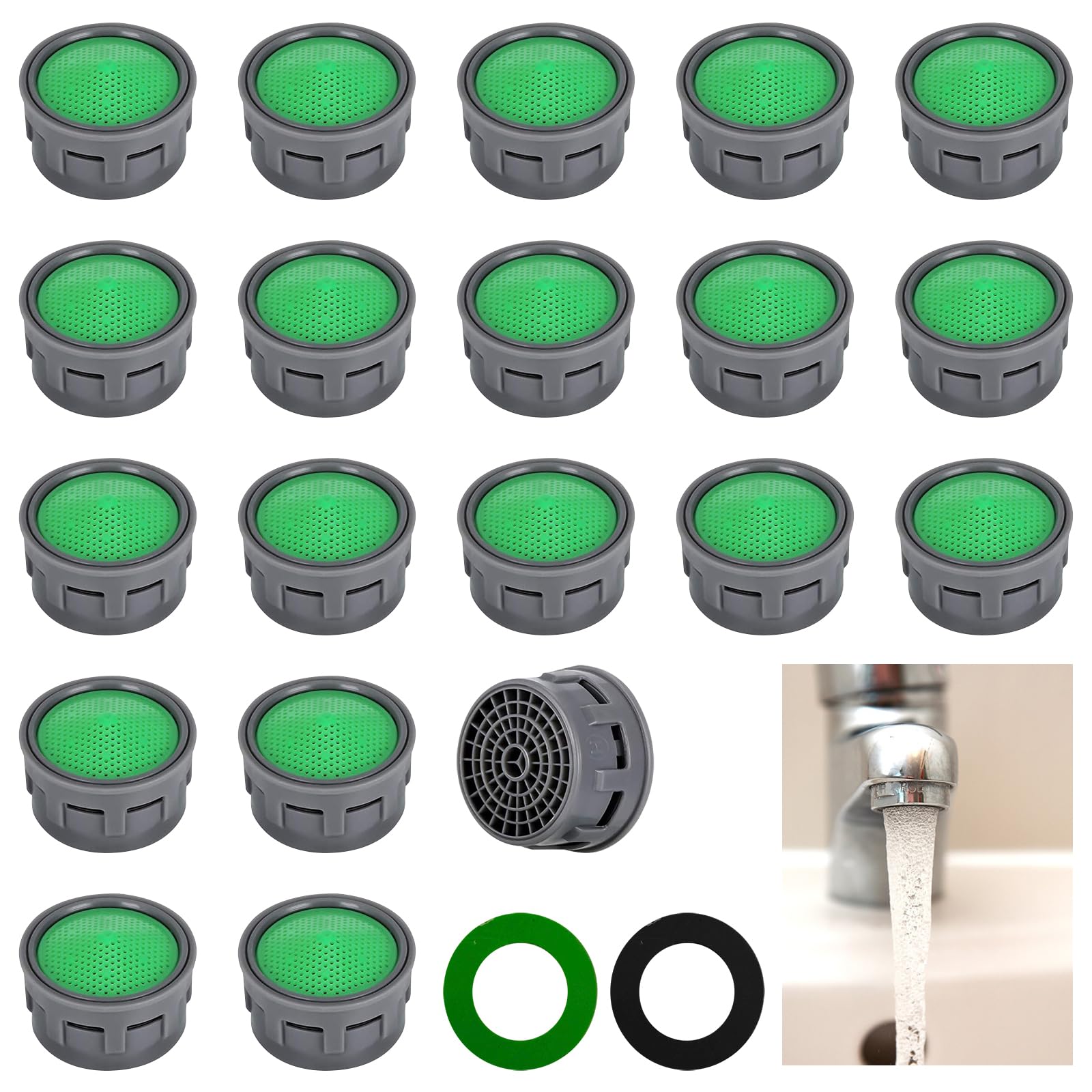 20PCS Water Tap Aerators,Plug-in Faucet Filter,21mm Male Thread High Flow Tap Filter, Easy Install Anti-Splash Faucet Adapter Insert,Water Saving Replacement Part for Sink,Kitchen,Bath