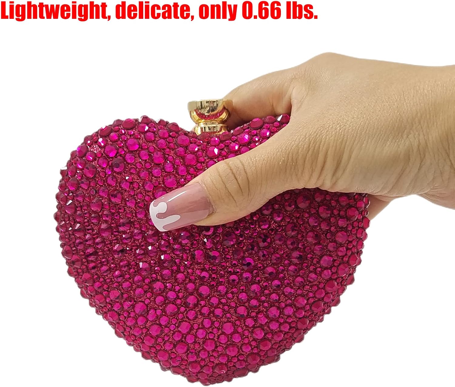 Cute Heart Shape Clutch Purse Mini Love Heart Rhinestone Wedding Handbag Party Women Purse - Image 4
