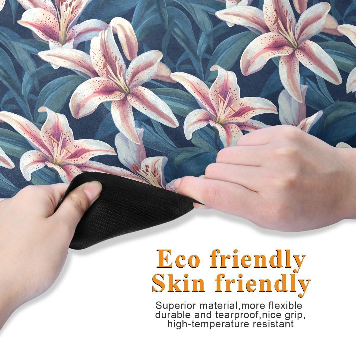 ALAZA Beautiful Pink Lily Yoga Mat Non Slip Fitness Exercise Mat, Workout Mat for Yoga, Pilates and Floor Exercises