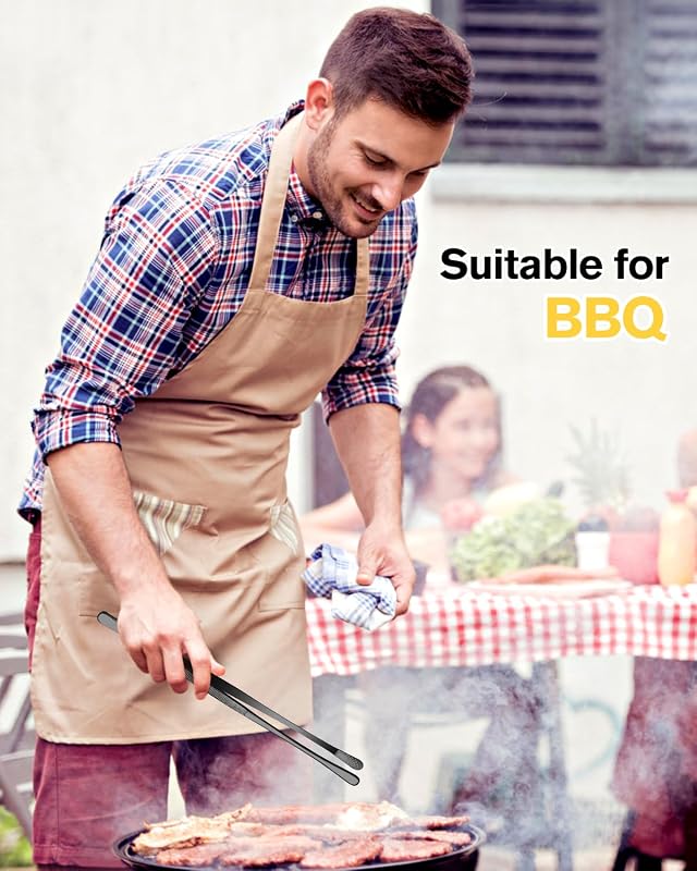 BUNDLEPRO 2 db 30,5 cm-es Konyhai Csipesz - Rozsdamentes Acél Profi Hosszú Fogó BBQ-hoz, Tálaláshoz - Fekete