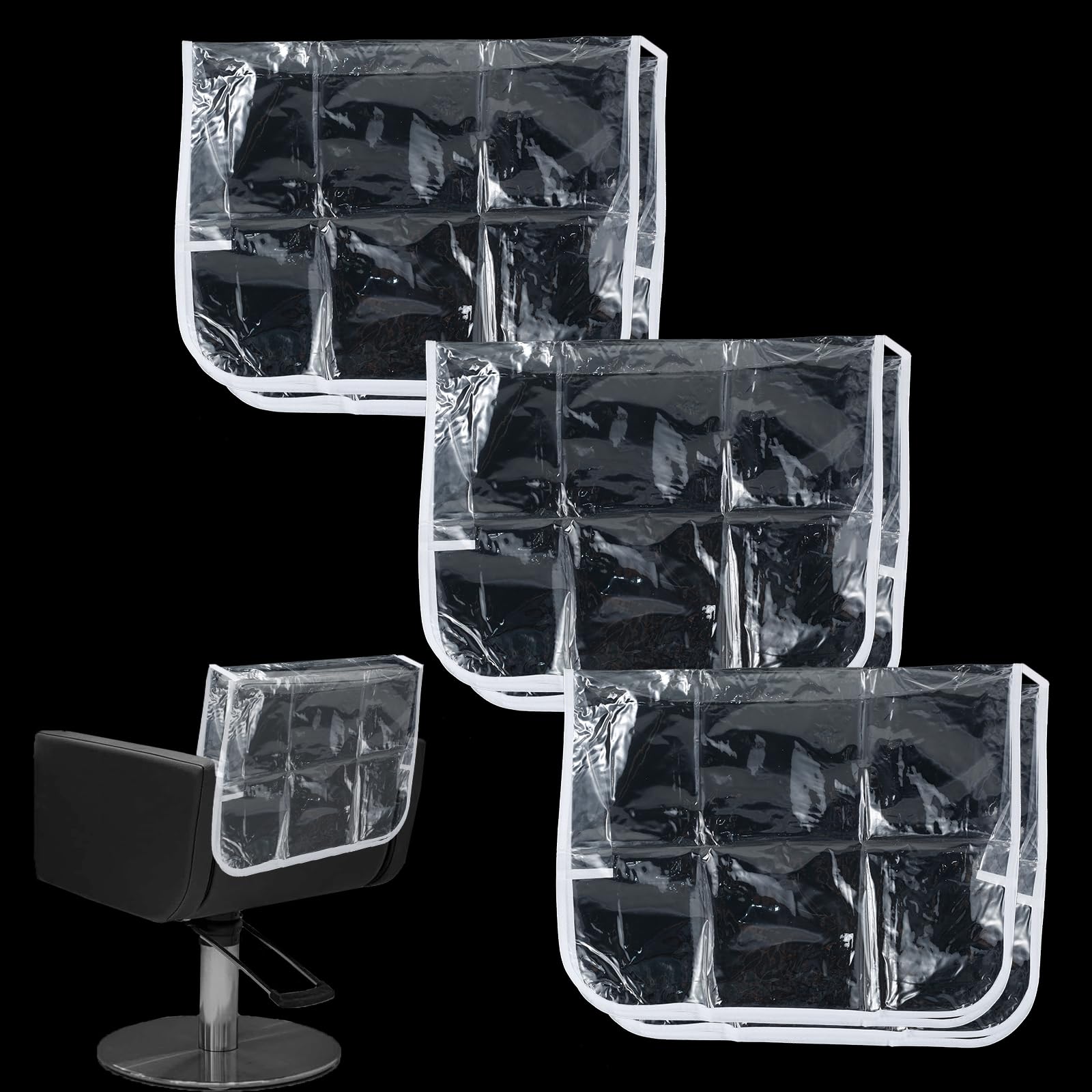3-Piece Plastic Clear Chair Back Covers - Waterproof Salon & Office Chair Protectors