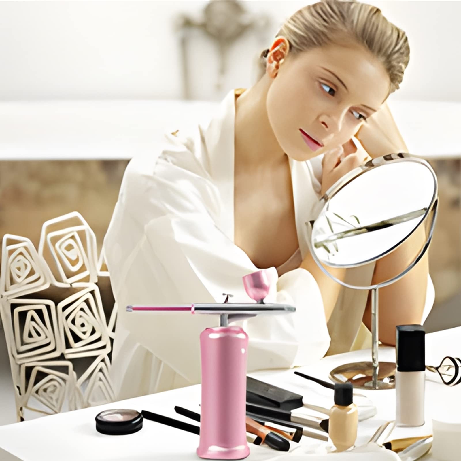 Kabellose Airbrush Set,Tragbares Handheld Schnurloses Mini Wiederaufladbare Air Brush für Make-up, Kuchendekoration, Modellfärbung, Nagelkunst, Tattoos, und Gesichtsbemalung