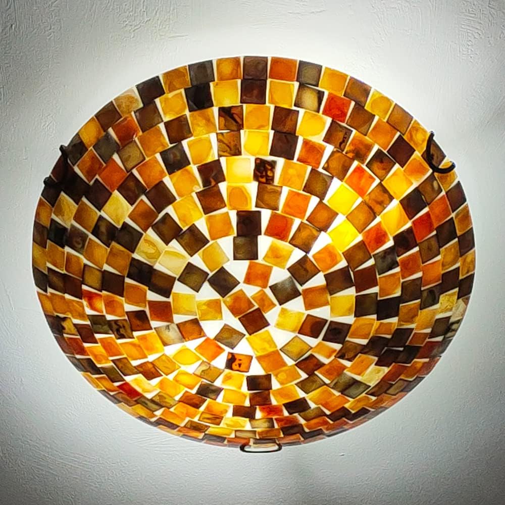 ARTZONE Stained Glass Ceiling Light 12 Inch 2-Light Natural Shell Flush Mount Light for Hallway Entryway
