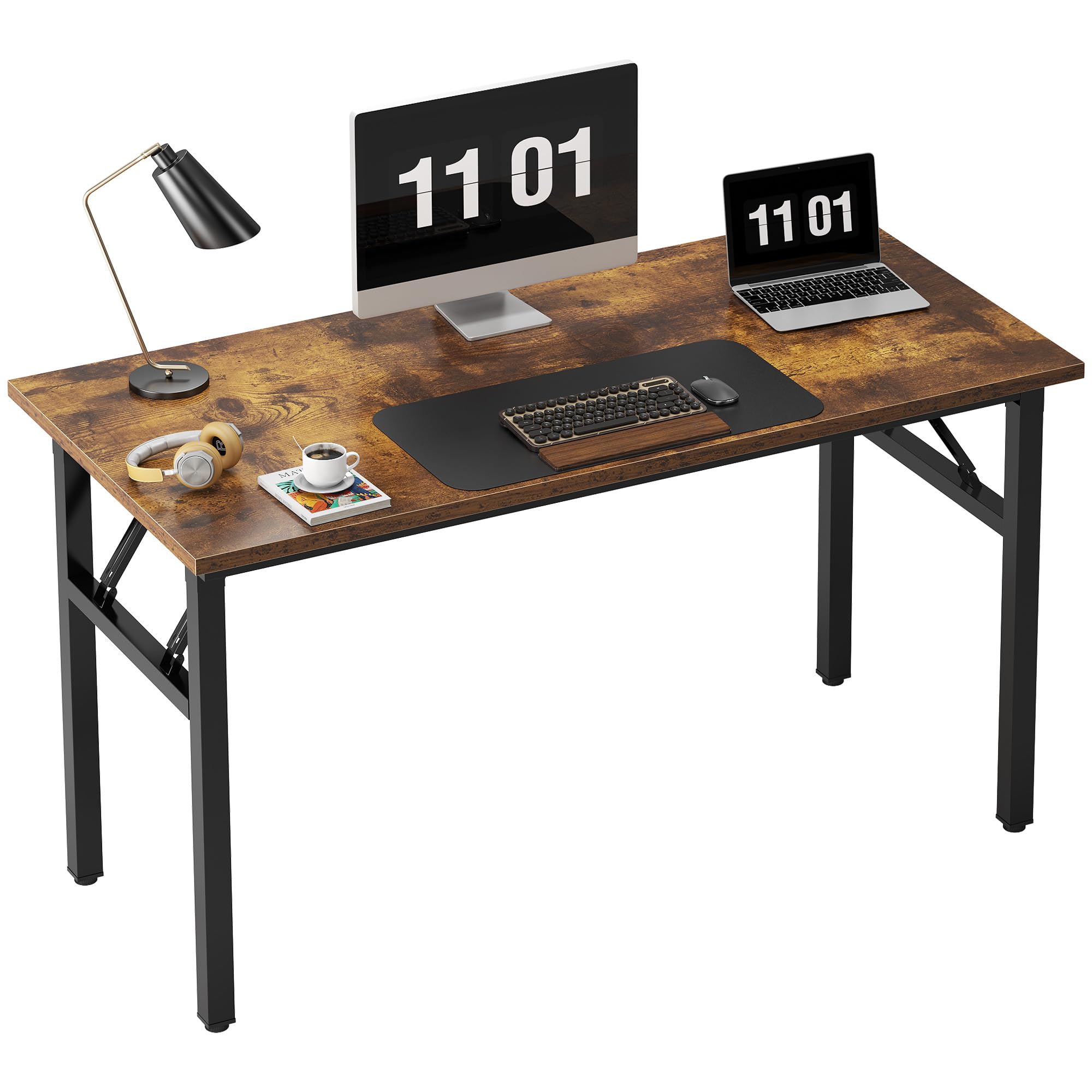 Need 47 inches Computer Desk Office Desk Folding Table with BIFMA Certification Computer Table Workstation, Rustic Brown AC5FB-120