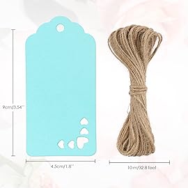 G2PLUS 100PCS Kraft Paper Gift Tags, 6 Color Hollow Heart Tag, Wedding Favors Hangtags, Blank Gift Tags with String for Baby Shower, Wedding Party Favors