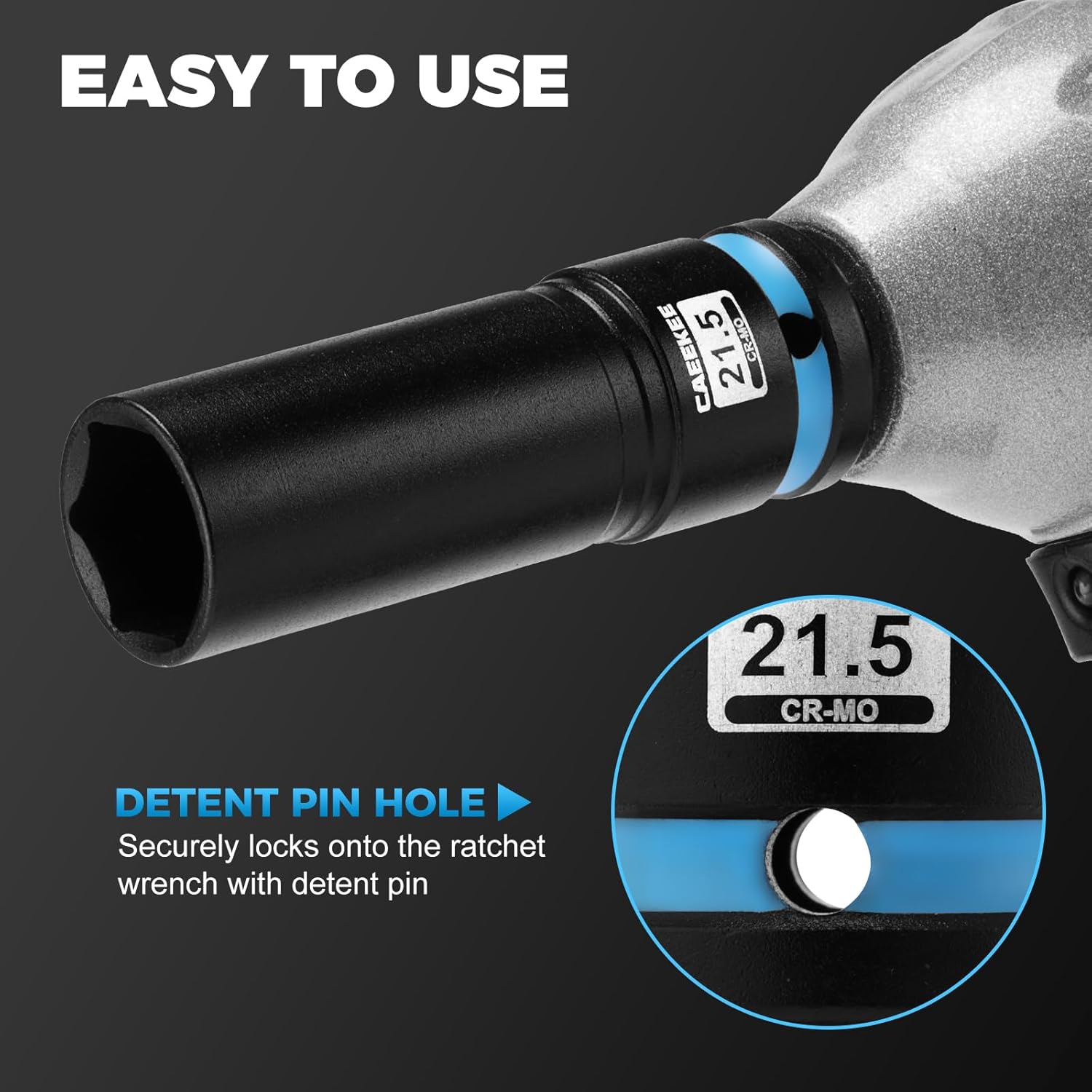 4-Piece 1/2" Drive Lug Nut Impact Socket Set, Non-Marring Thin Wall Wheel Protector Socket，CR-MO, Metric 17.5, 19.5, 21.5, 22.5mm