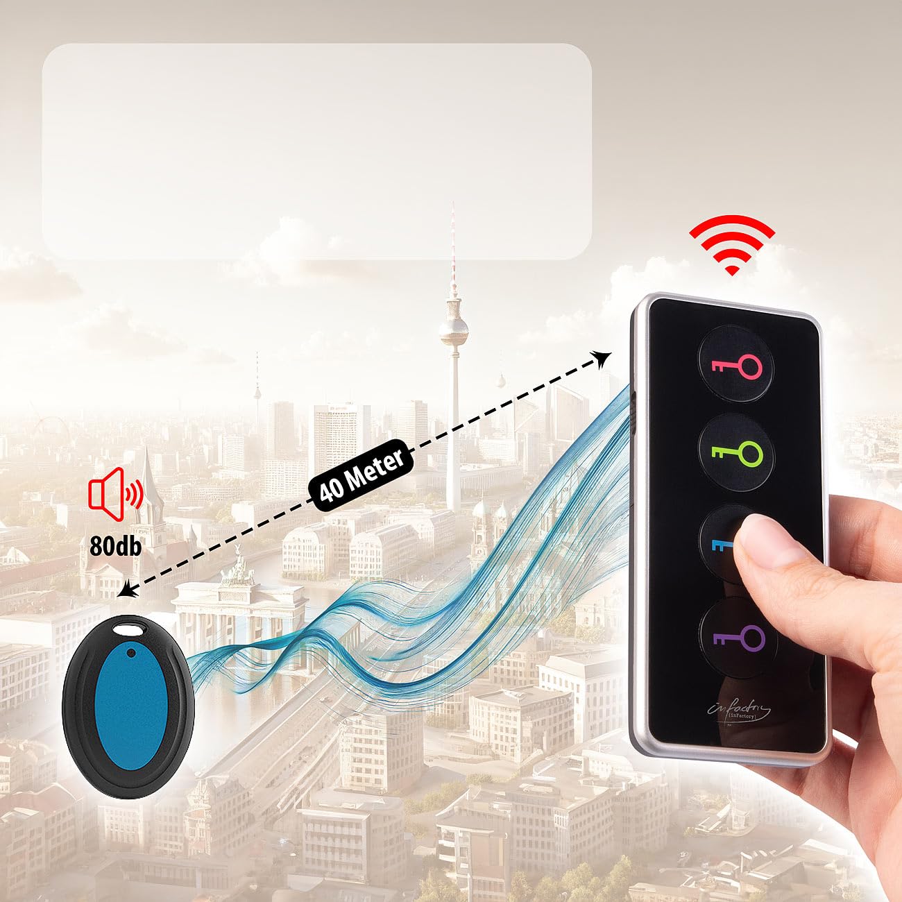 Localisateur d'objets et de clés avec 4 récepteurs RF [infactory]