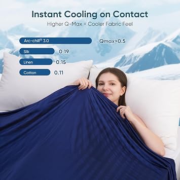 Elegear Cooling Blanket for Hot Sleepers Queen, Arc-Chill 3.0 Cooling Tech Q-Max >0.5, Stay Cool & Dry All Night, One-Way Moisture Flow, No Sticky Feeling, Breathable Lightweight Summer Blanket