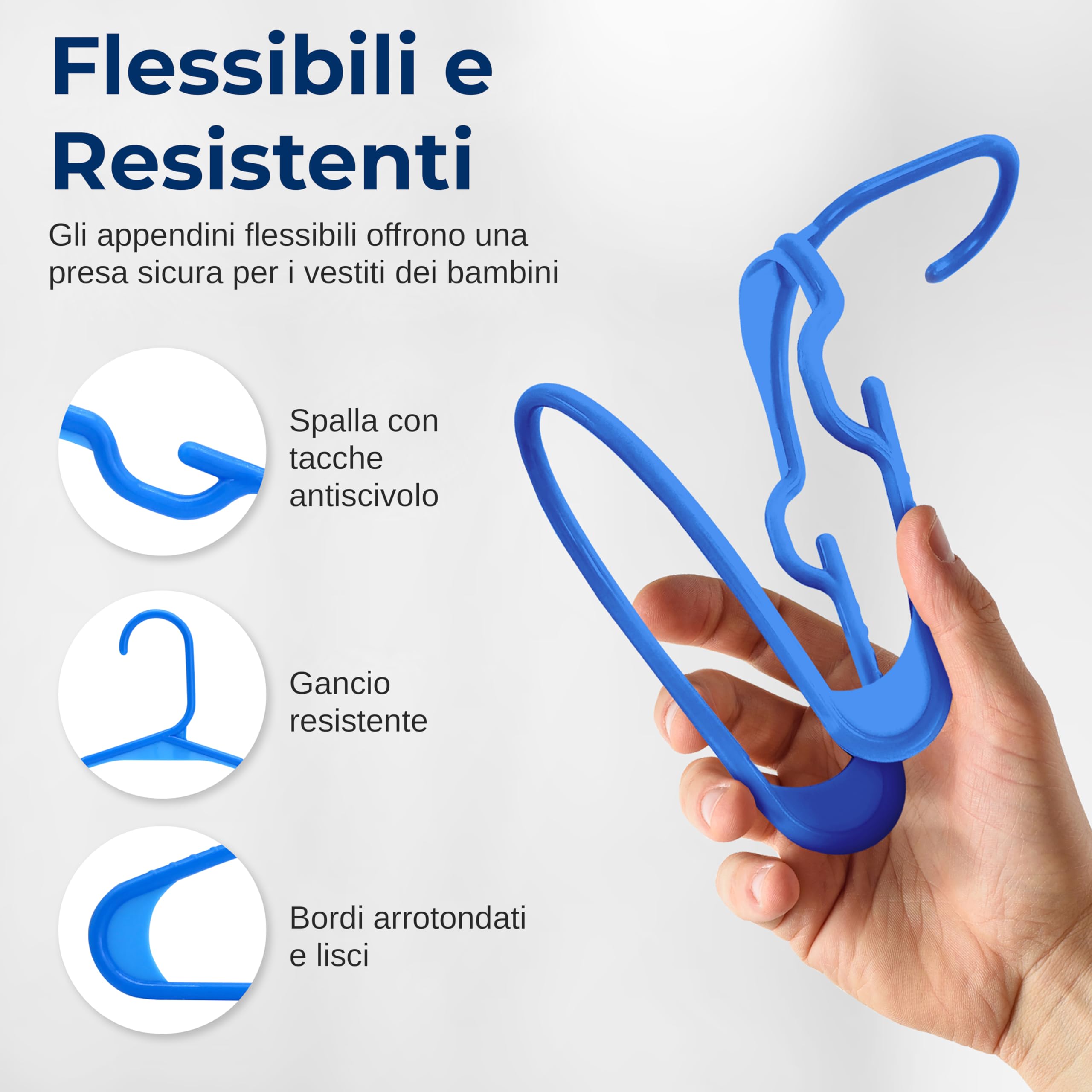 SereneLife Appendiabiti Bambini 20 Pezzi Antiscivolo Salvaspazio Blu