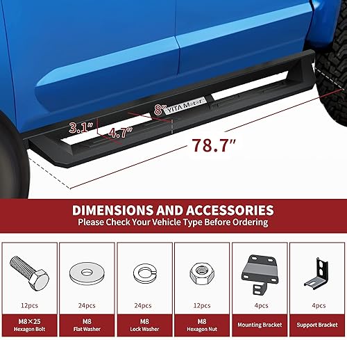 Miniatura 7 de YITAMOTOR Estribos compatibles con Ford F150 SuperCab 2015-2025, Ford F250 F350 SuperCab 2017-2024, escalones laterales todoterreno con