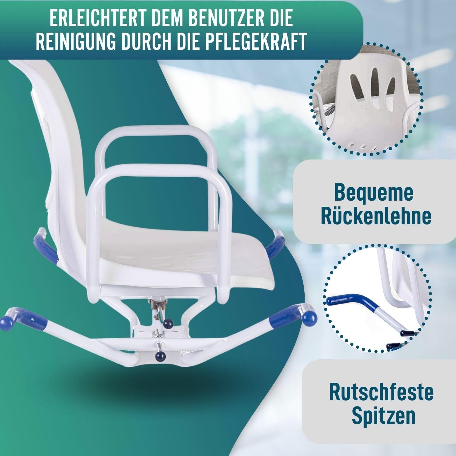 OrtoPrime Badewannensitz Senioren Badewannensitz Drehbar 360º - Sessel für Senioren mit einfachem Zugang - Antirutsch Badewannenstuhl für Erwachsene Badewannendrehsitz - badewannenstuhl Erwachsene