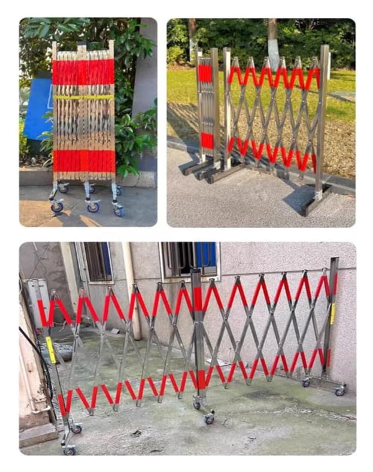 Barricada de metal expandible industrial Barricada Metálica Expandible De Acero Inoxidable, Puerta Metálica Expandible Con Ruedas Bloqueables, Barrera De Seguridad Móvil, Barrera De Seguridad, Bloquea