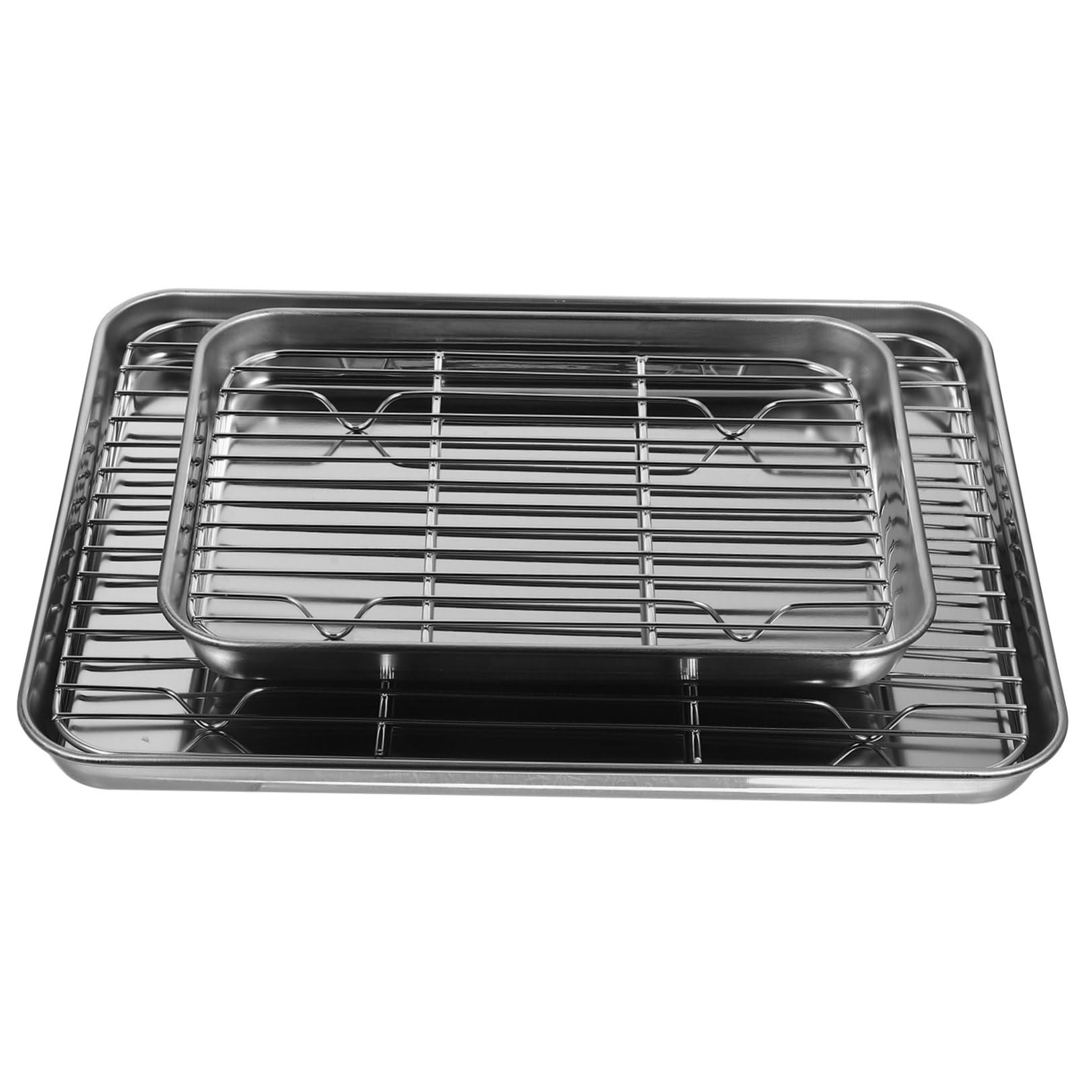 Plateau en acier inoxydable carré lot de 2 bacs de rangement ventilés cuisine robustes
