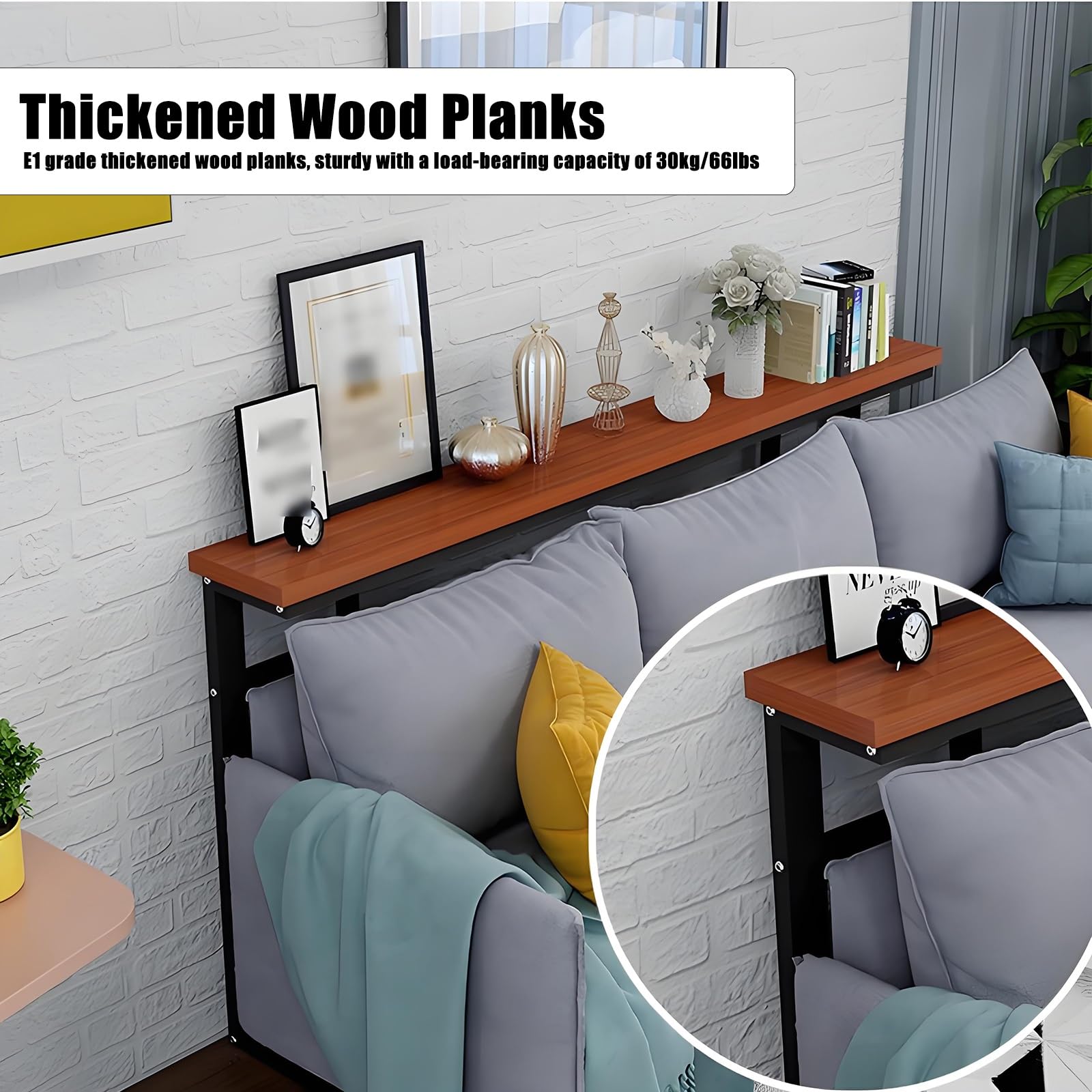 Estantería sobre radiador - Mesa Auxiliar Larga para recibidor, Ideal para salón, Dormitorio u Oficina. Se Adapta detrás del sofá. Solución Decorativa para calefacción.