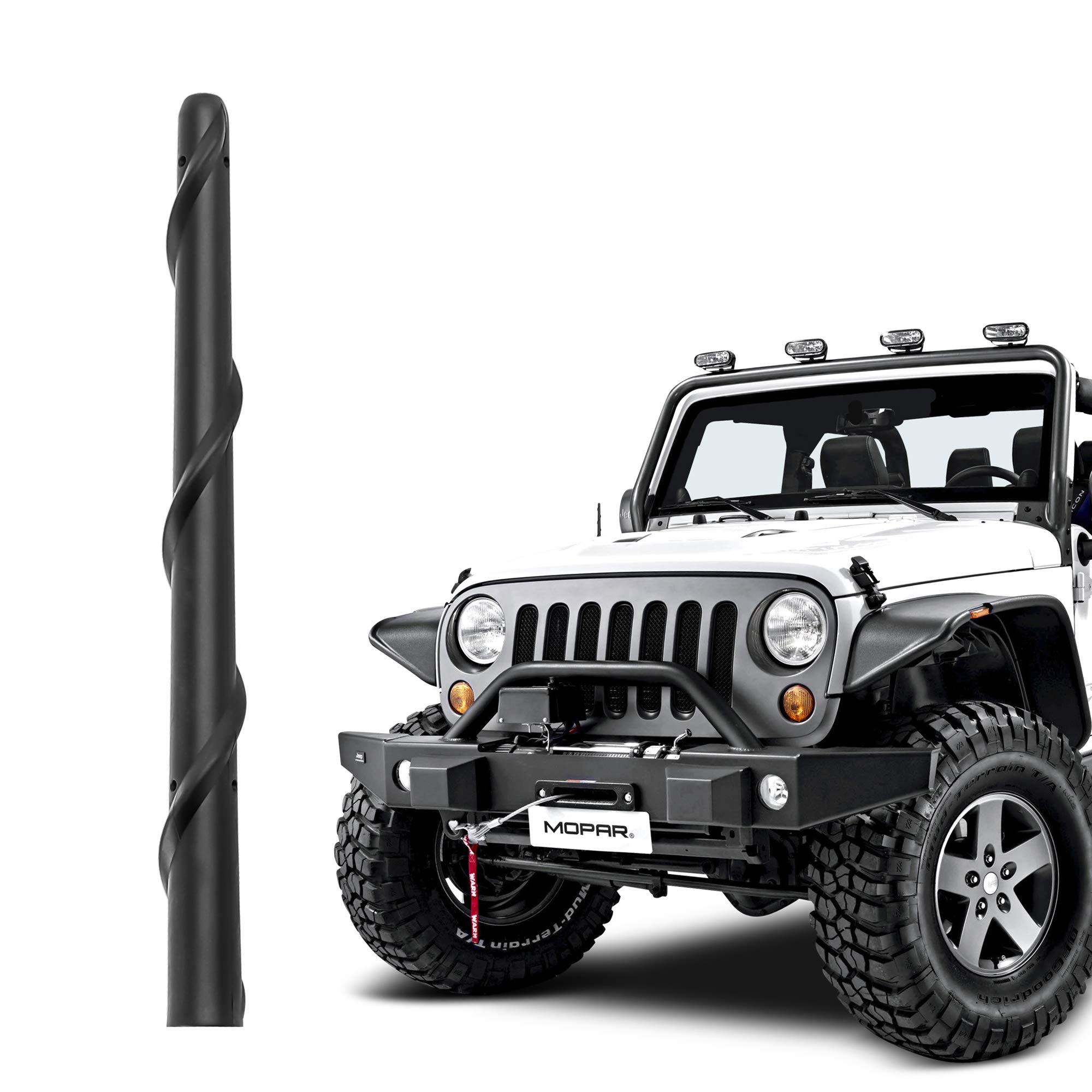 KSaAuto Spiral Antenna Compatible with Jeep Wrangler JK JKU JL JT JLU Rubicon Sahara Gladiator 2007-2021 | 7ââ‚¬Å“ Short Car Wash-Proof Antenna Replacement | Designed for Optimized FM/AM Signal Reception